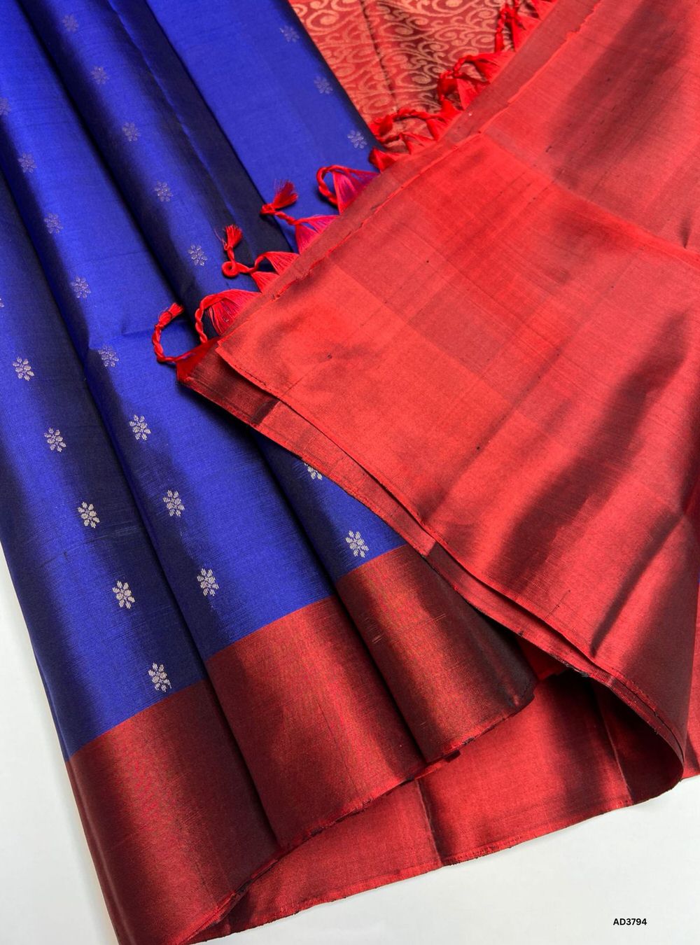 Royal Blue & Maroon  - Soft Silk Saree