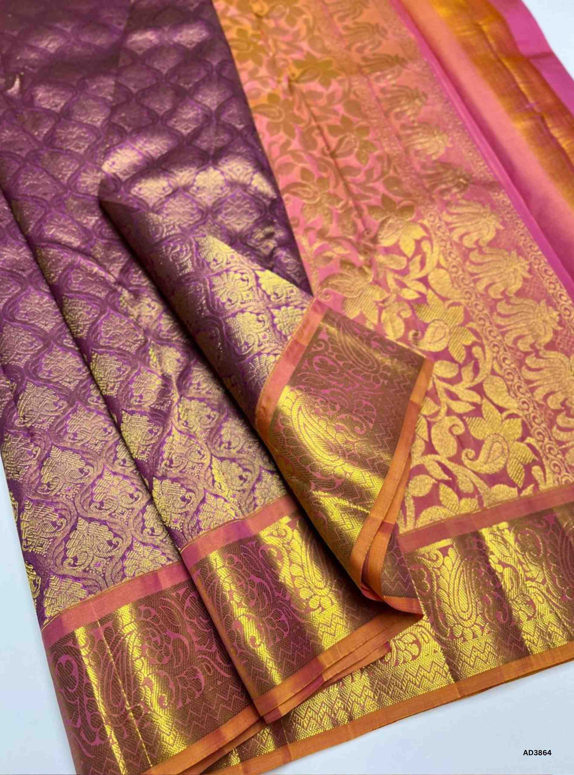 Pink & Peach - Kanjeevaram Bridal Saree