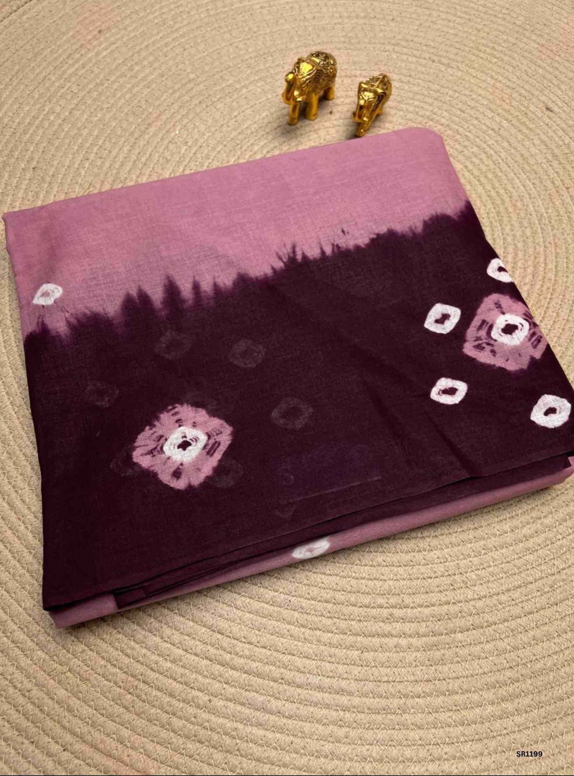 Dusty Rose & Coffee Brown - Bandhini Cotton Saree