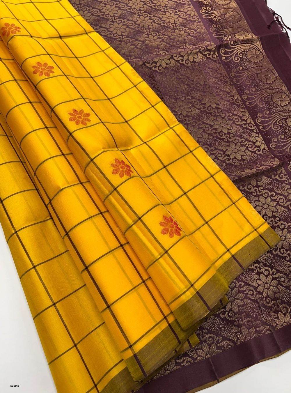 Yellow & Maroon -  Soft Silk Saree