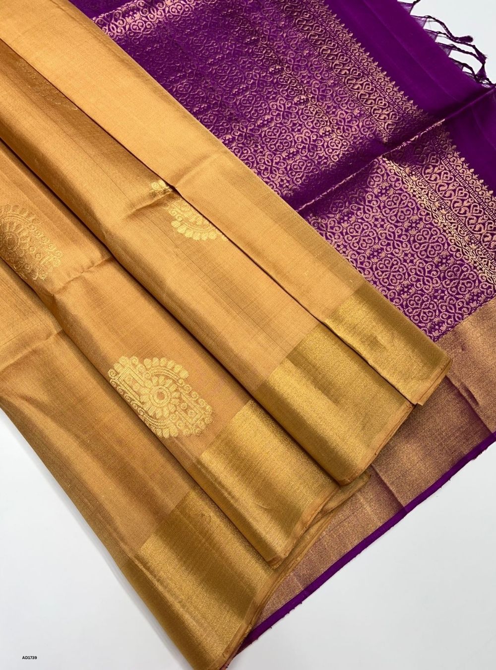 Sandal & Plum  - Soft Silk Saree