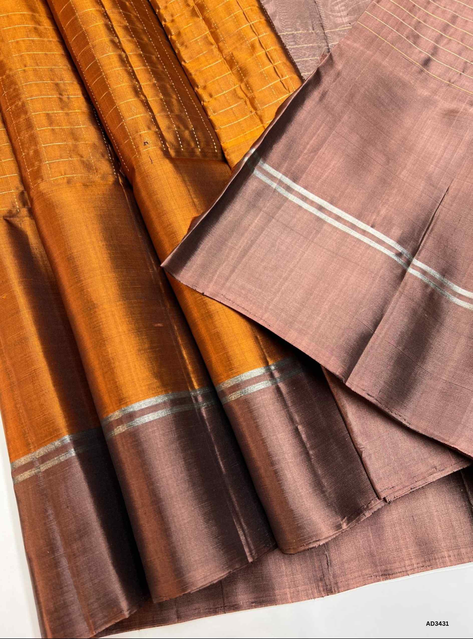 Bronze & Coco Brown - Soft Silk Saree