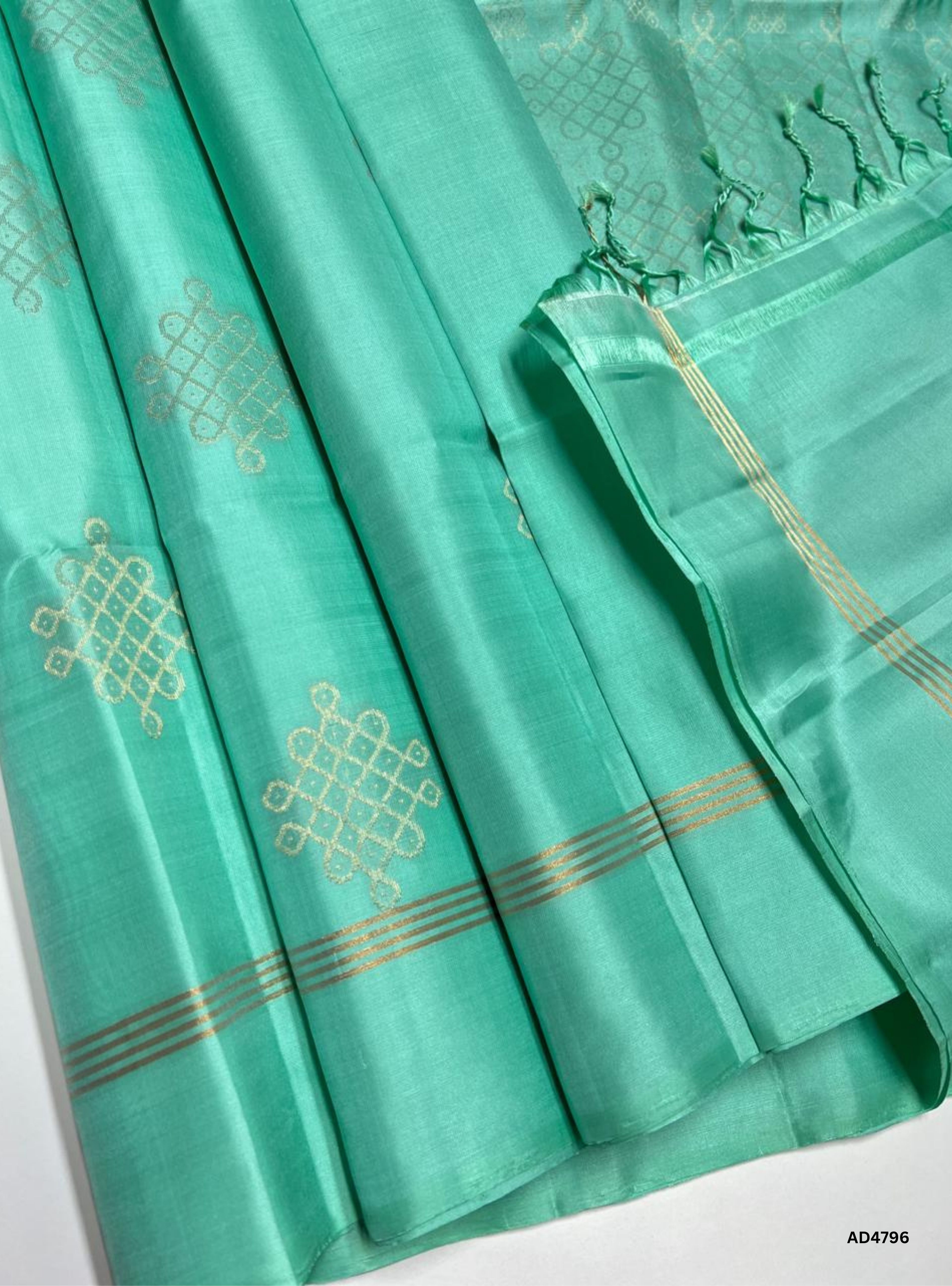 Aqua Blue - Kolam Soft Silk Saree