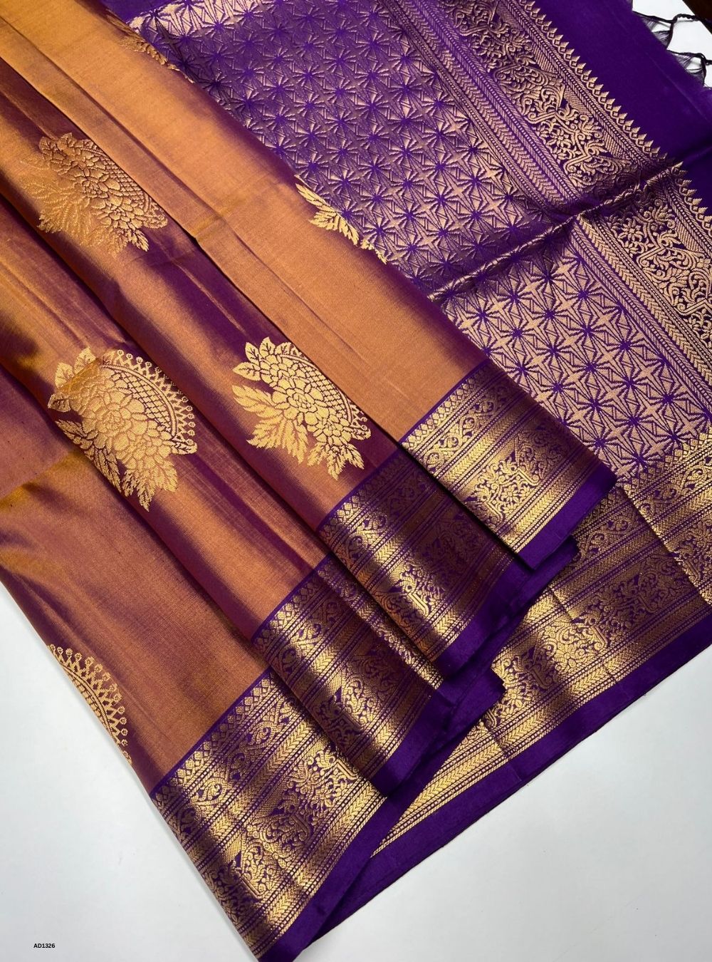 Brown & Purple -  Soft Silk Saree