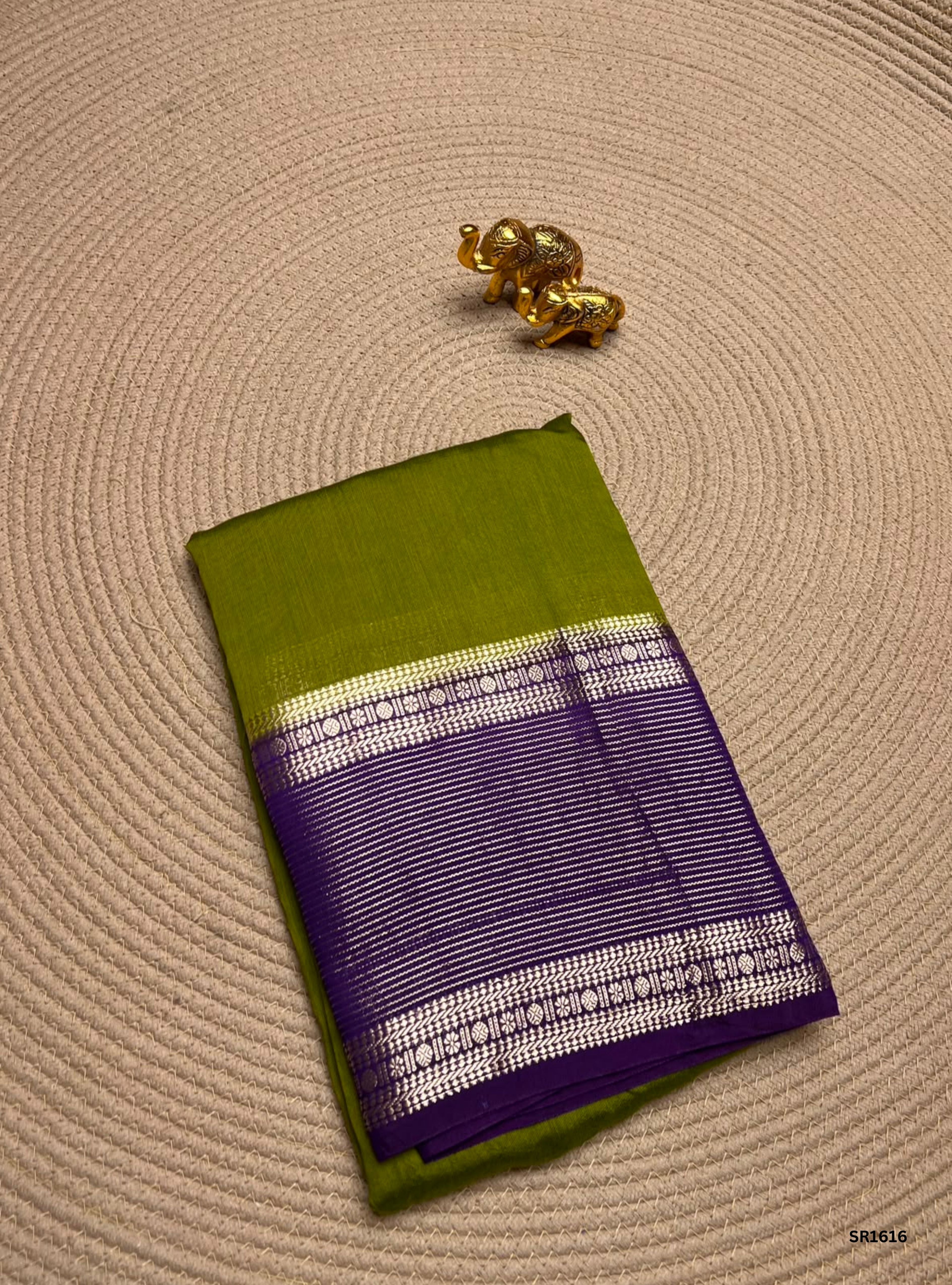 Olive Green & Purple - Binny Silk Saree