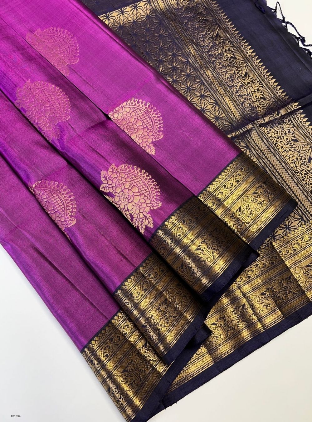Jamun Purple & Navy - Soft Silk Saree
