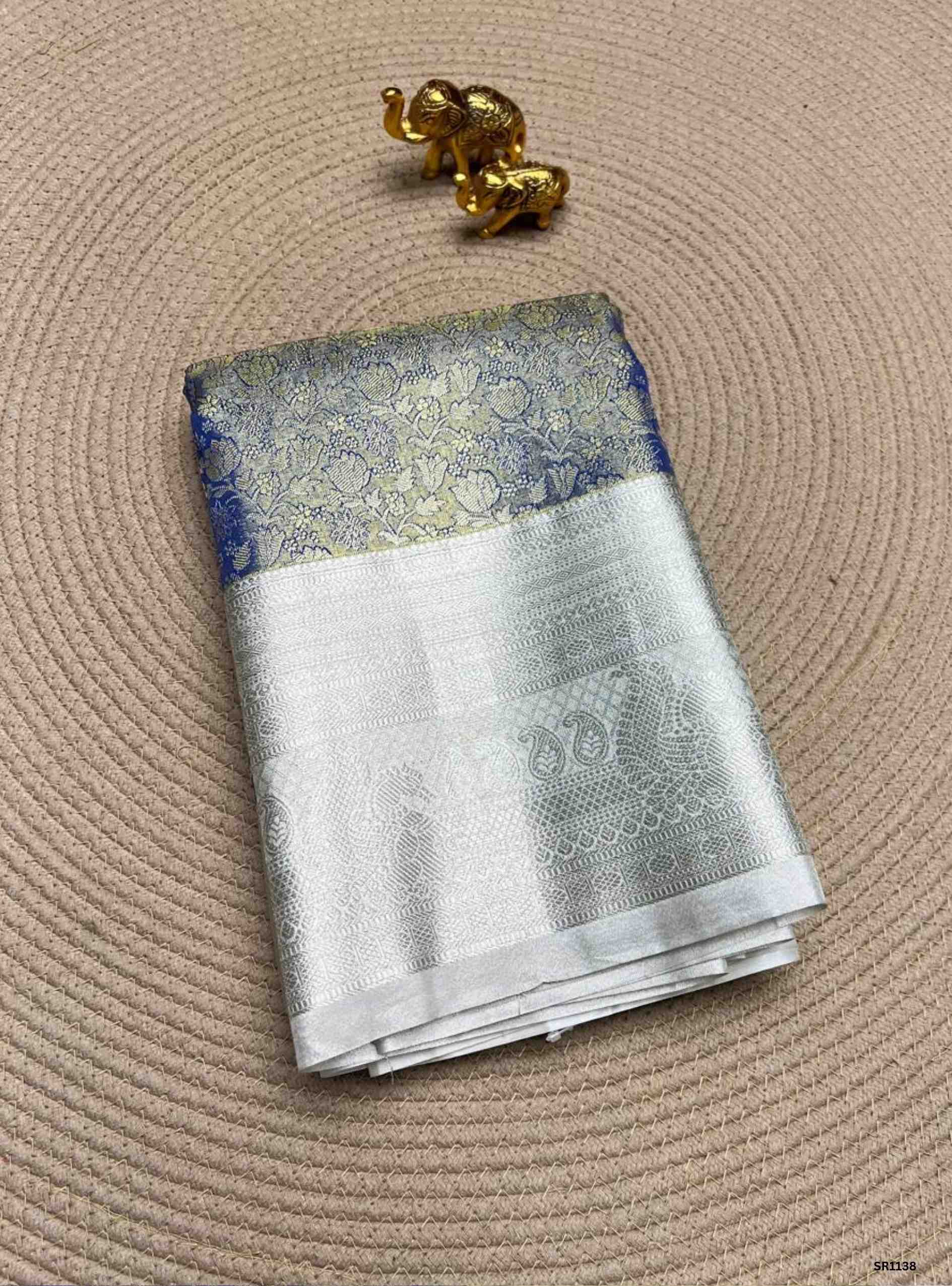 Grey & Silver - Semi Silk Saree