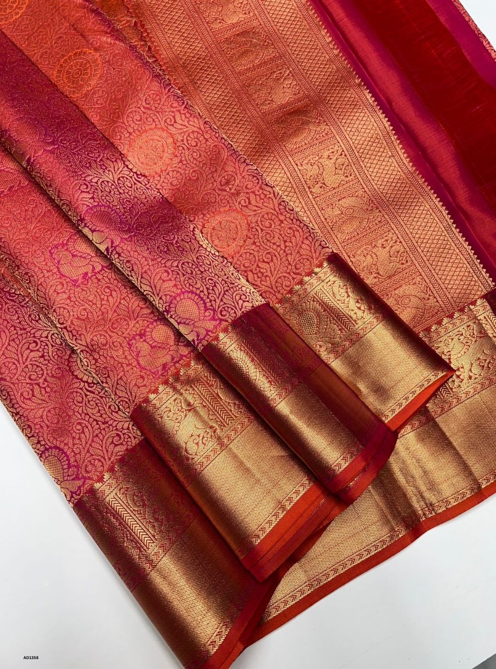 Orangish Red -  Soft Silk Saree