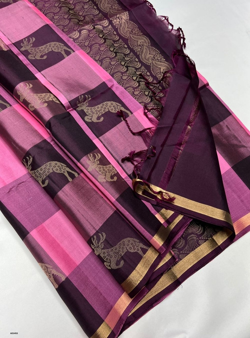 Pink & Plum  - Soft Silk Saree