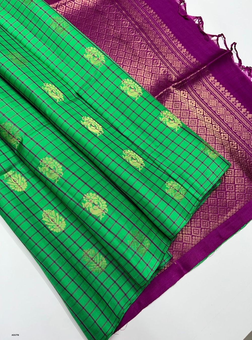Green & Purple -  Kanjeevaram Silk Saree