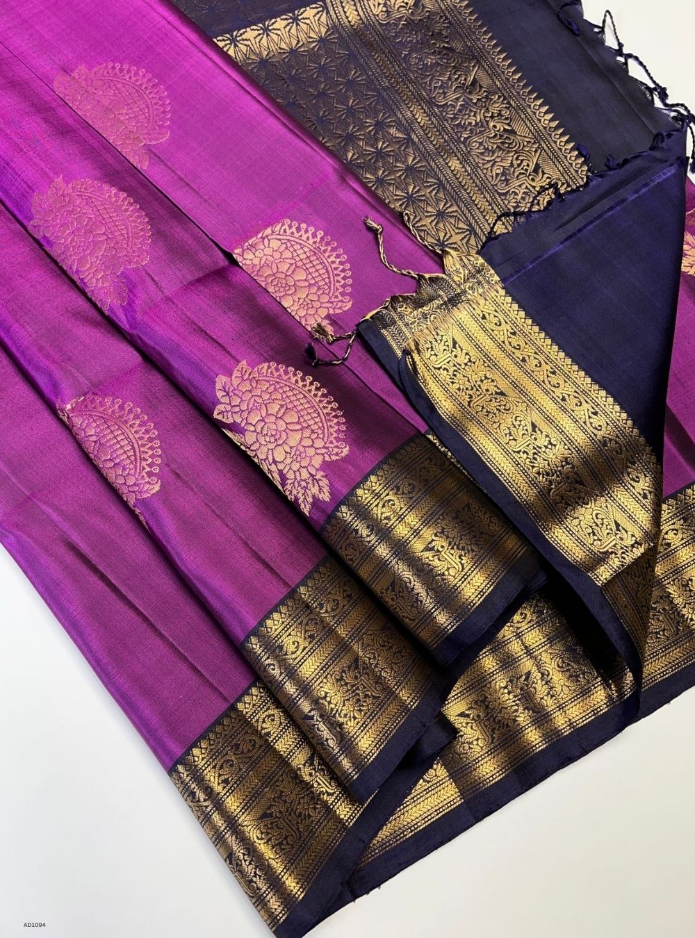 Jamun Purple & Navy - Soft Silk Saree