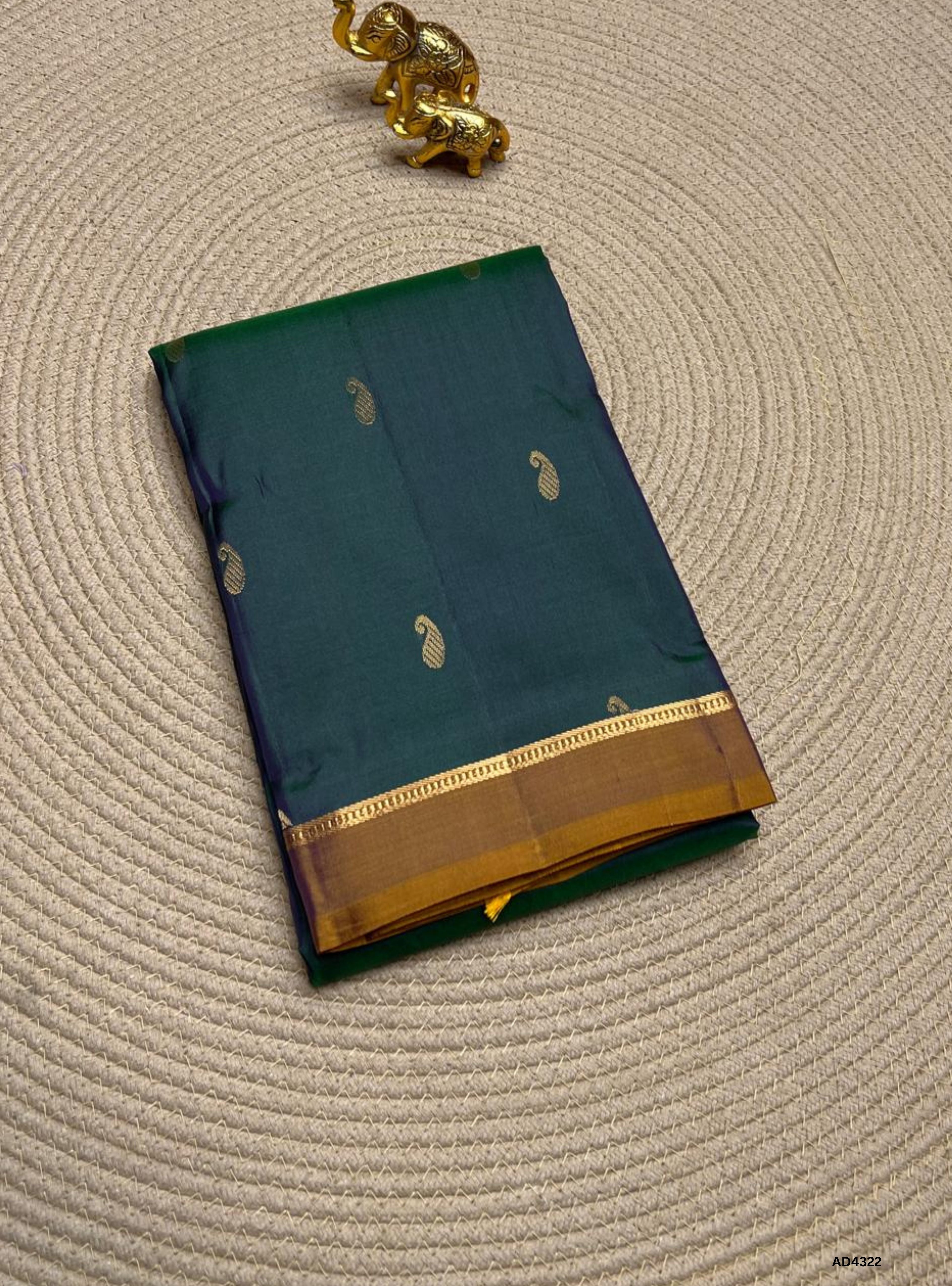 Dual Tone Green & Brown - Soft Silk Saree