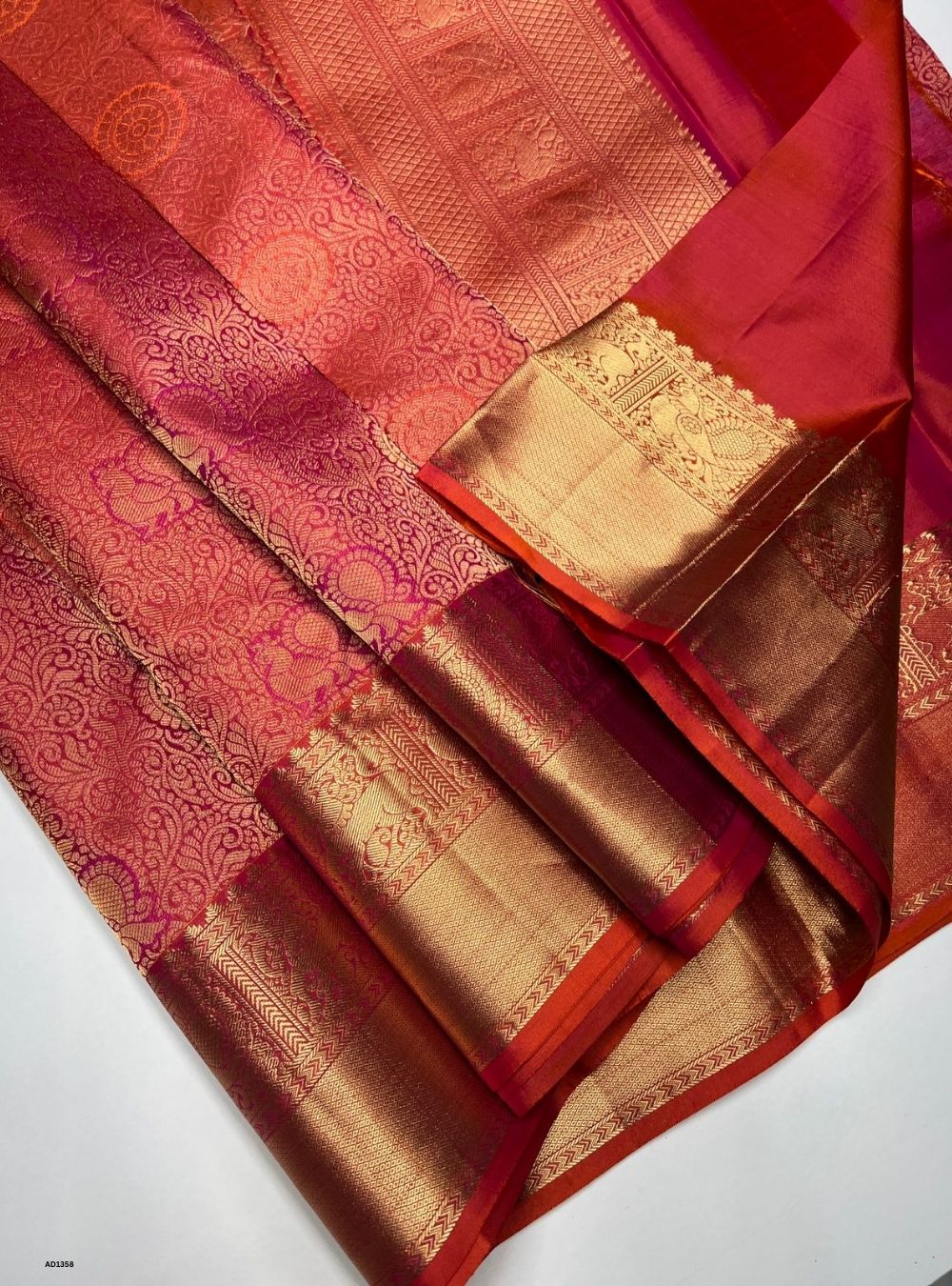 Orangish Red -  Soft Silk Saree