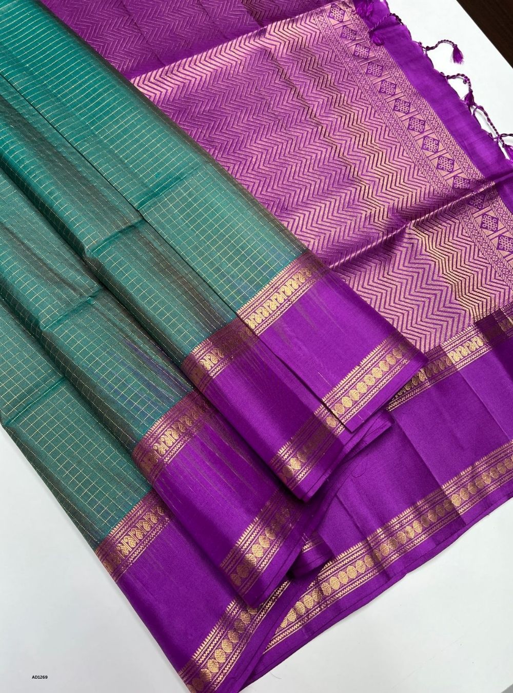 Green & Purple -  Soft Silk Saree