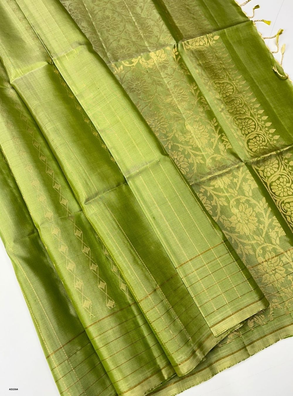 Light Olive Green -  Soft Silk Saree