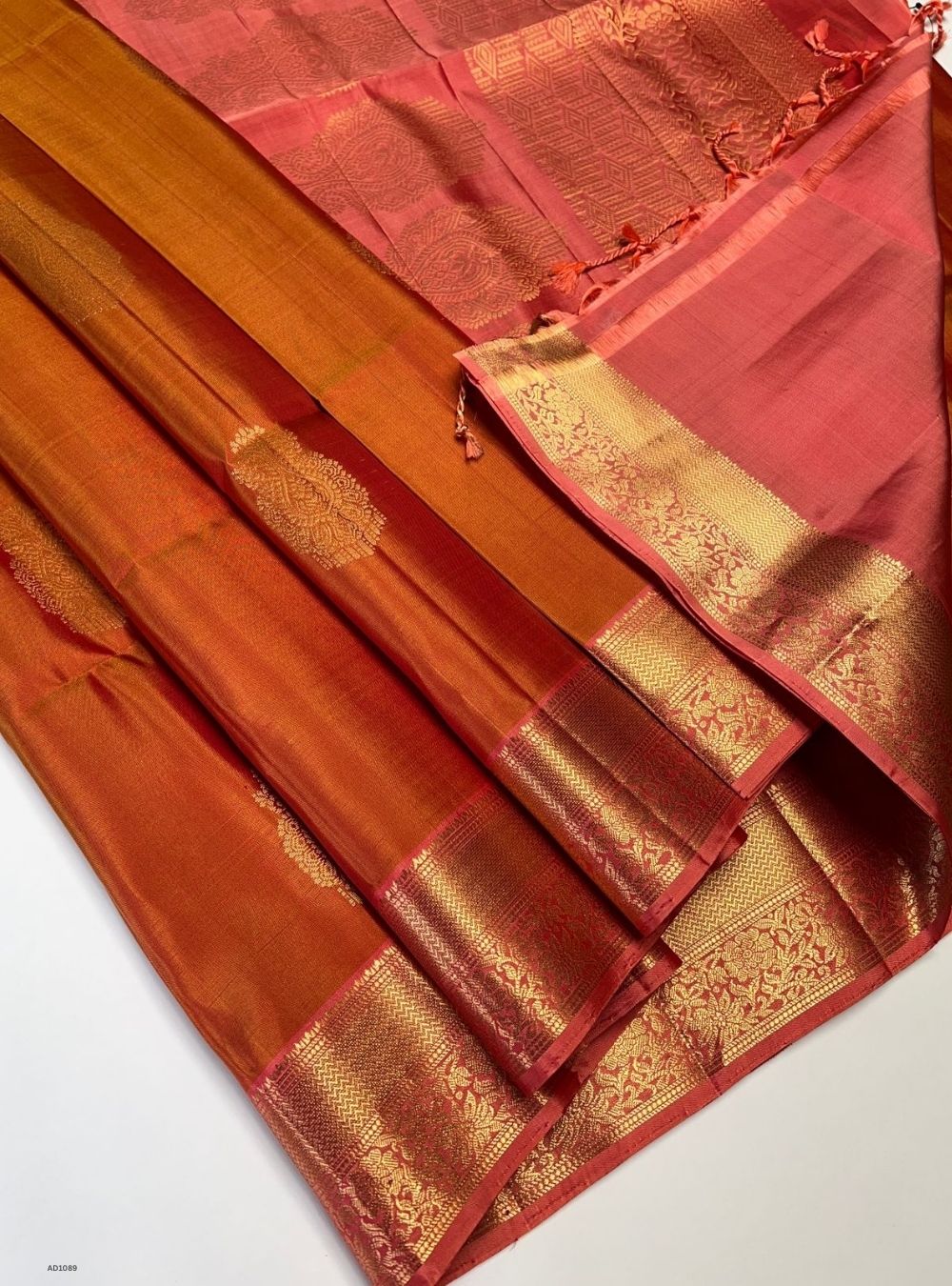 Orange & Peach - Soft Silk Saree