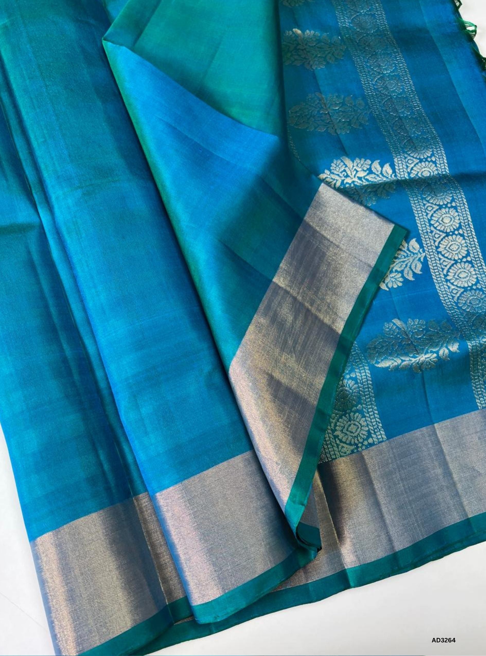 Peacock Blue - Soft Silk Saree