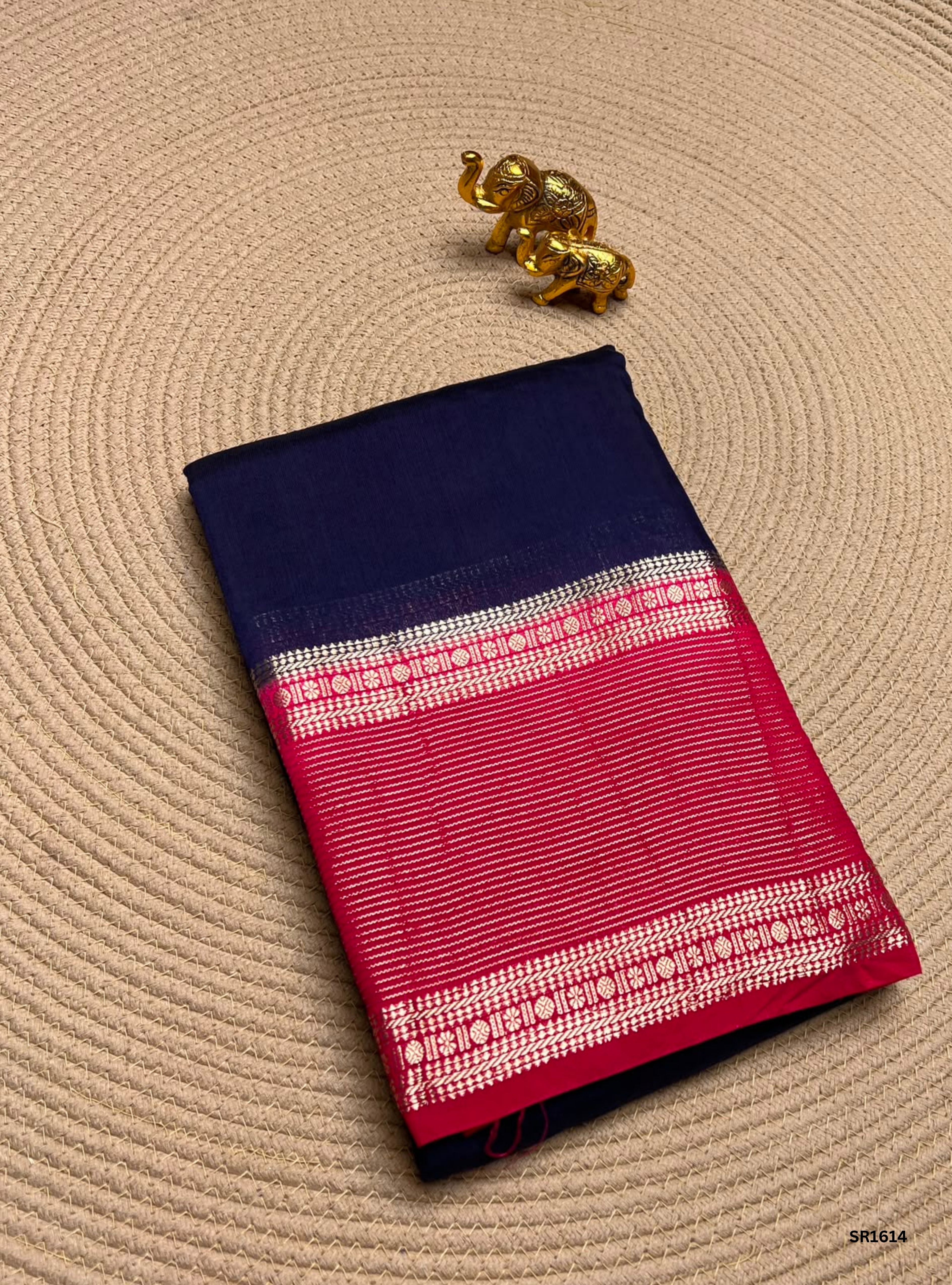 Navy Blue & Rani Pink - Binny Silk Saree
