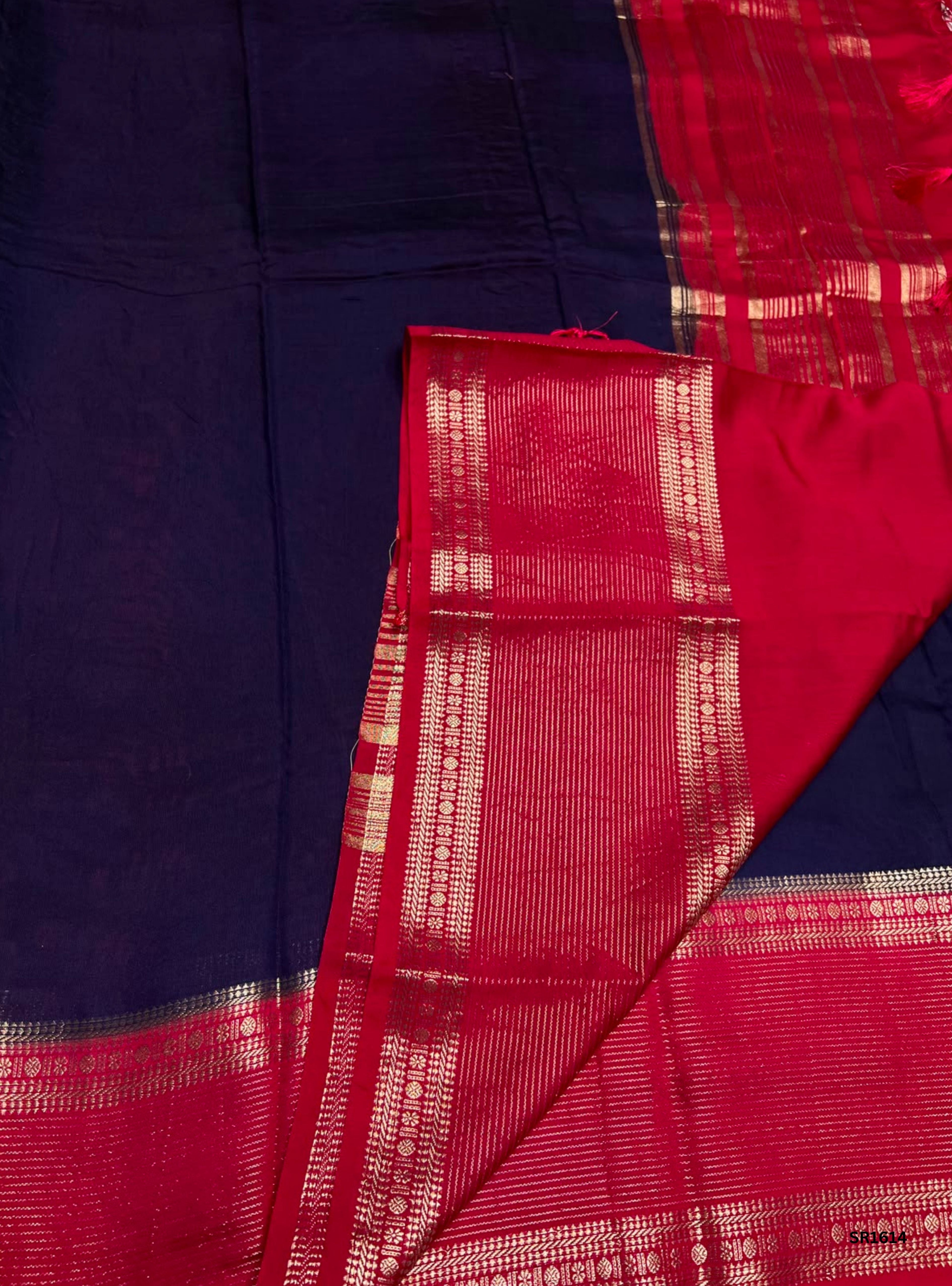 Navy Blue & Rani Pink - Binny Silk Saree