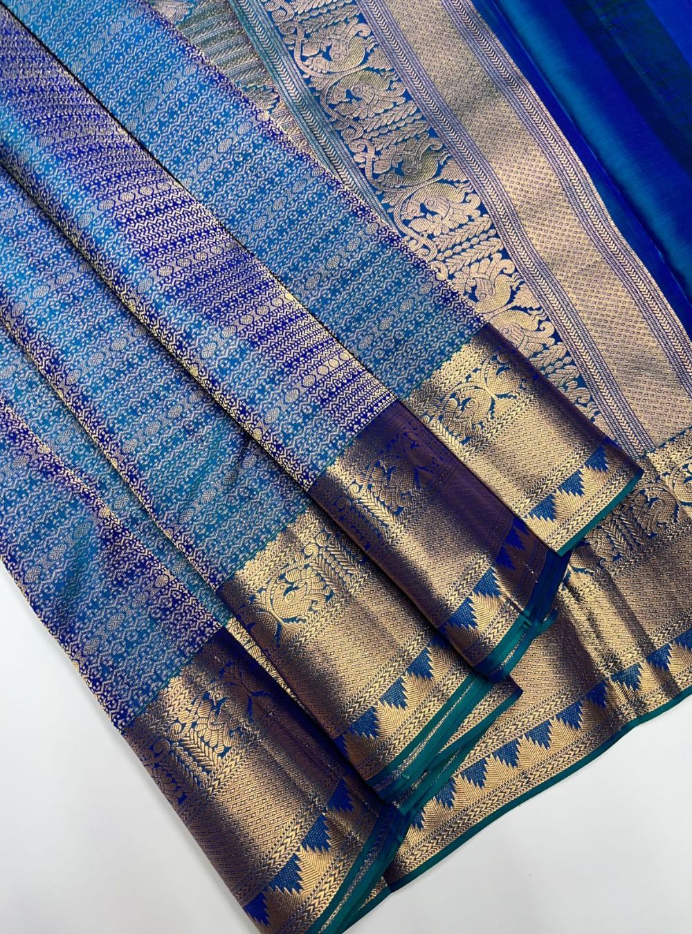 Peacock Blue -  Soft Silk Saree