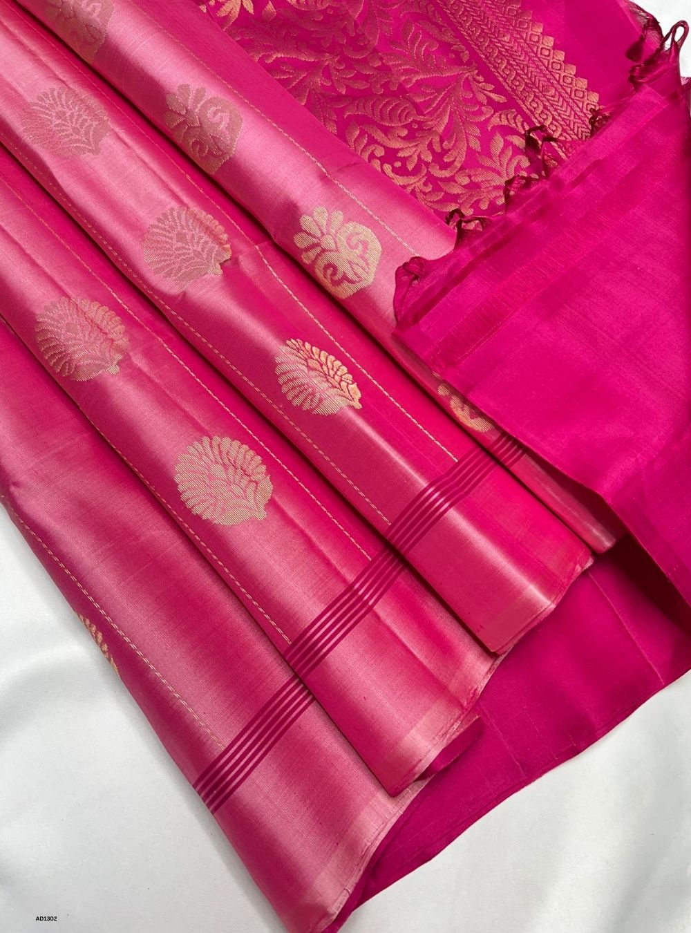 Light Pink & Dark Pink - Soft Silk Saree
