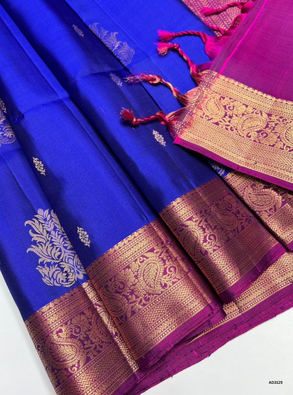 Royal Blue & Dark Raspberry - Soft Silk Saree