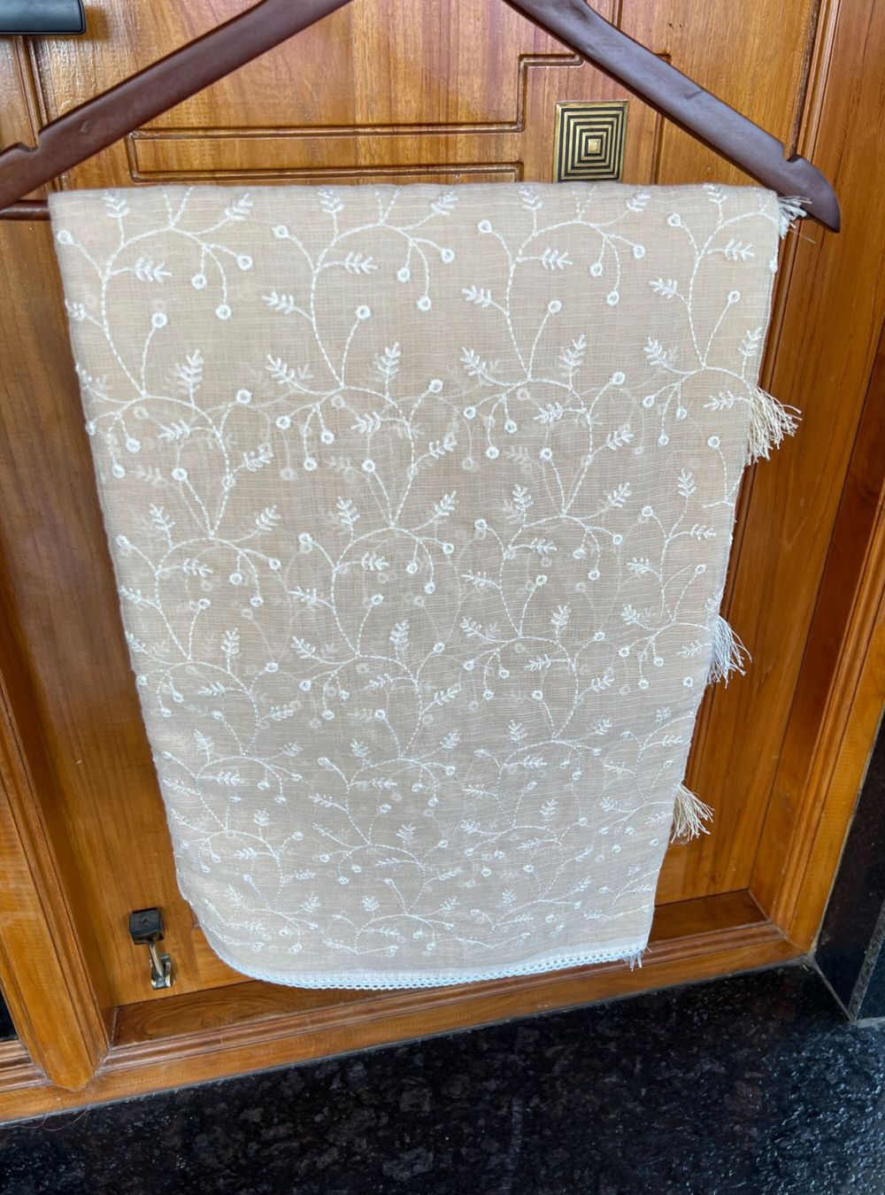 Creme - Embroidered Pure Kota Cotton Saree