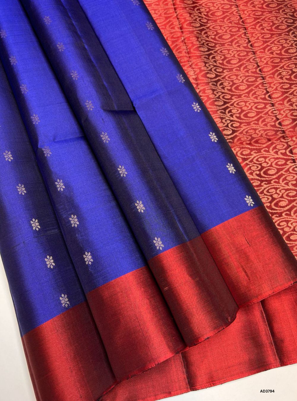 Royal Blue & Maroon  - Soft Silk Saree