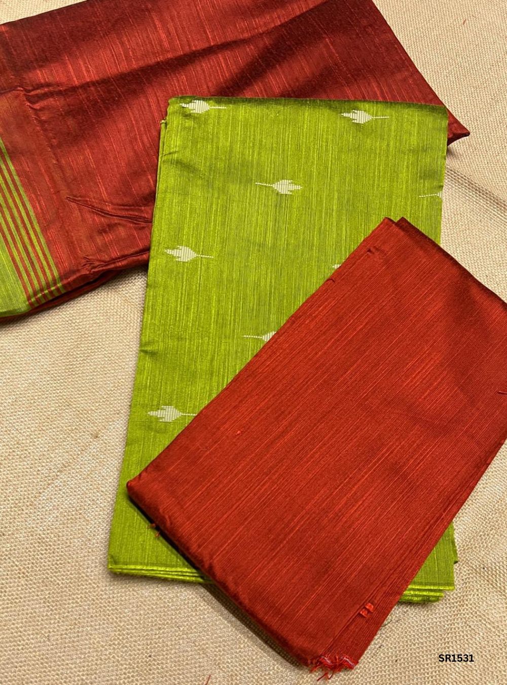 Green - Raw Silk Unstiched Suit 3 Pc Set