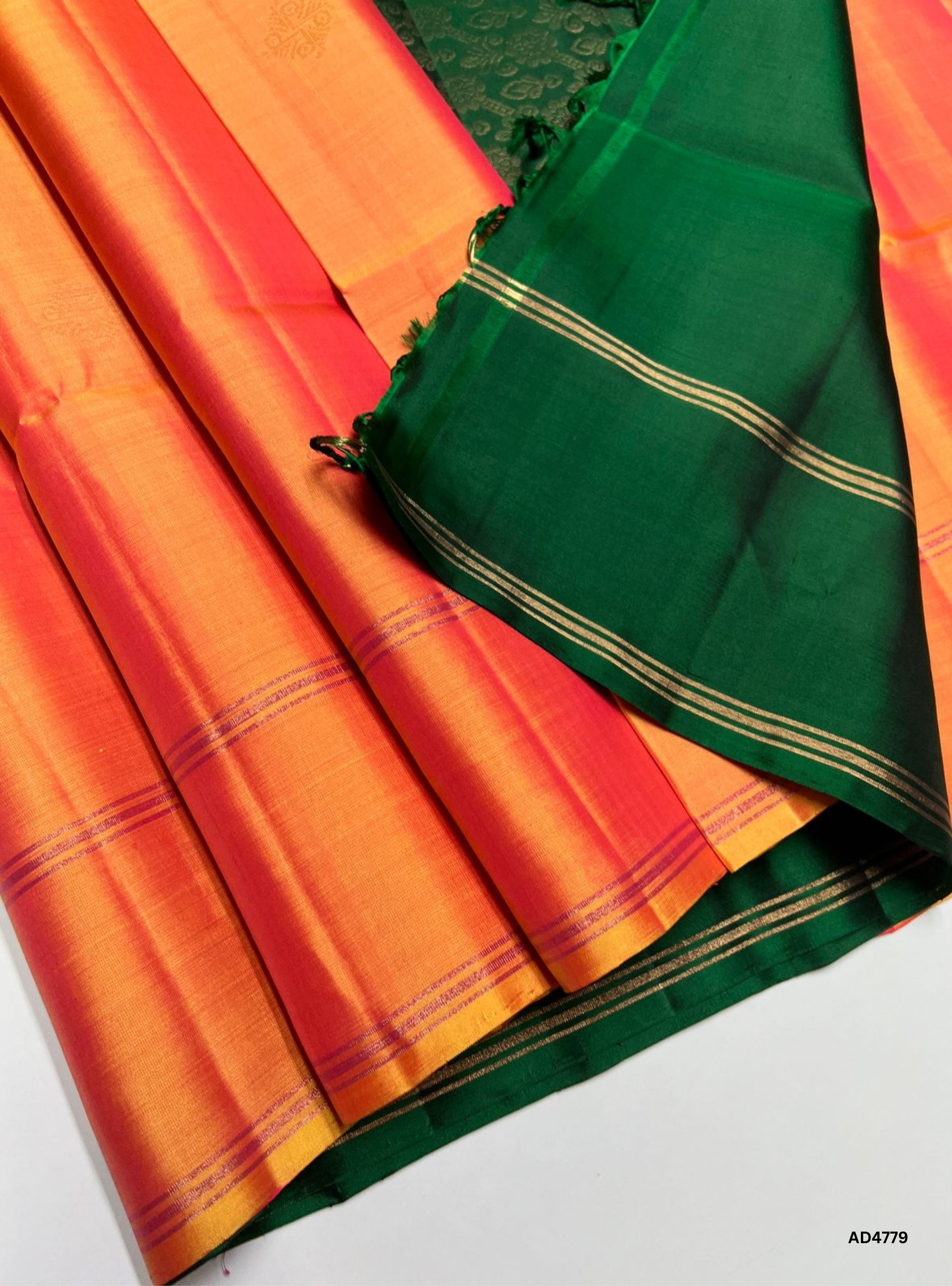 Dual Tone Yellow & Green - Soft Silk Saree