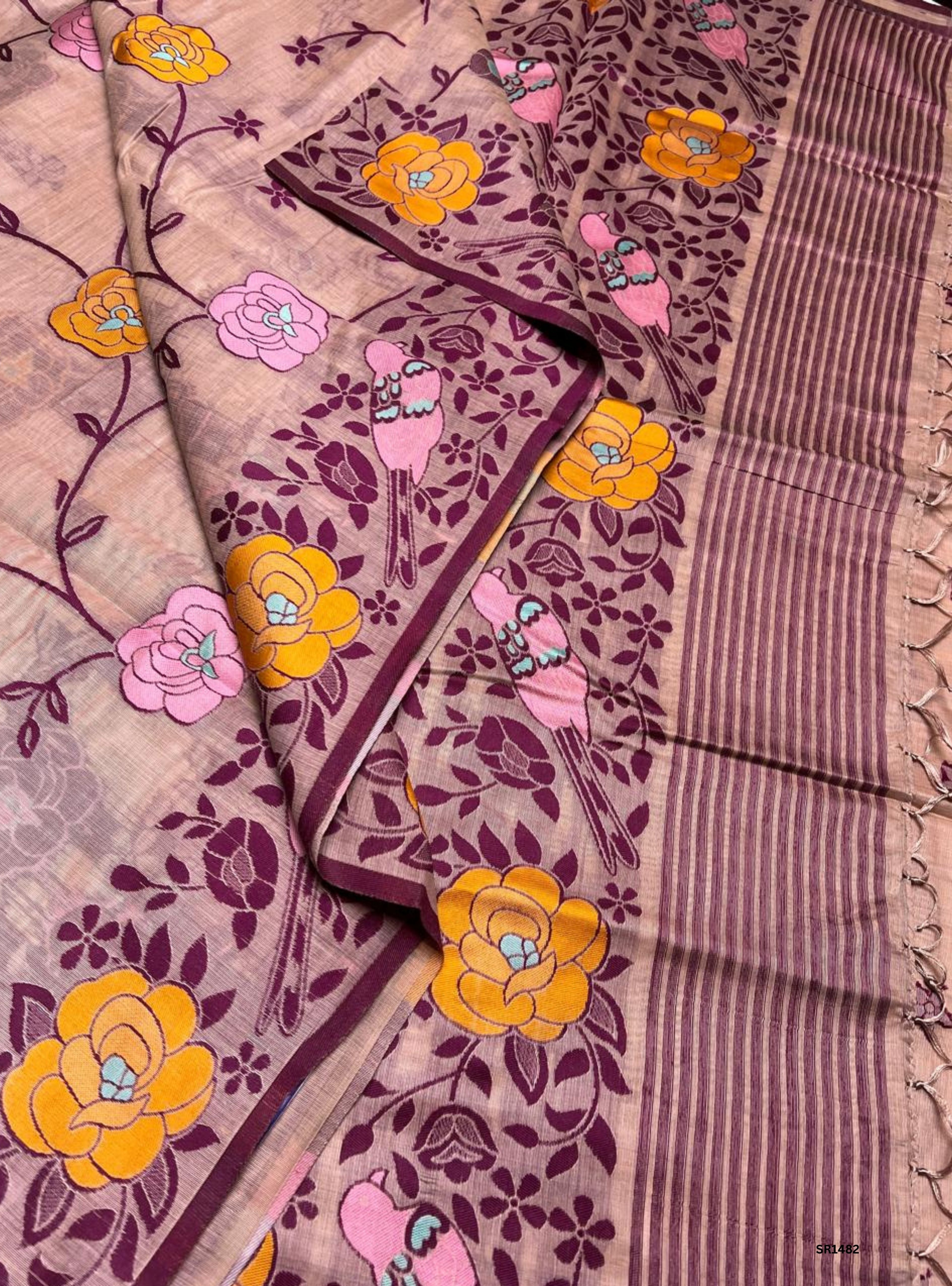 Peach - Soft Cotton Saree