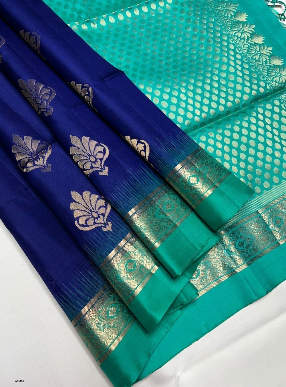 Royal Blue & Turquoise - Soft Silk Saree