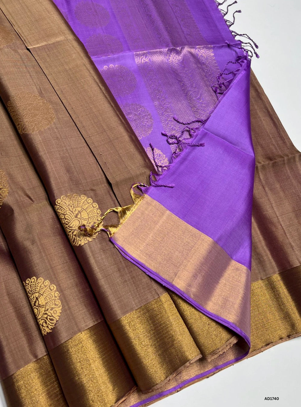 Coco Brown & Lavender - Soft Silk Saree