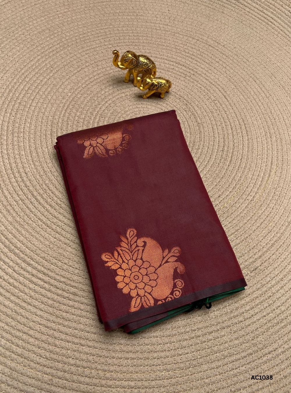 BROWN & GREEN - SEMI SILK SAREE