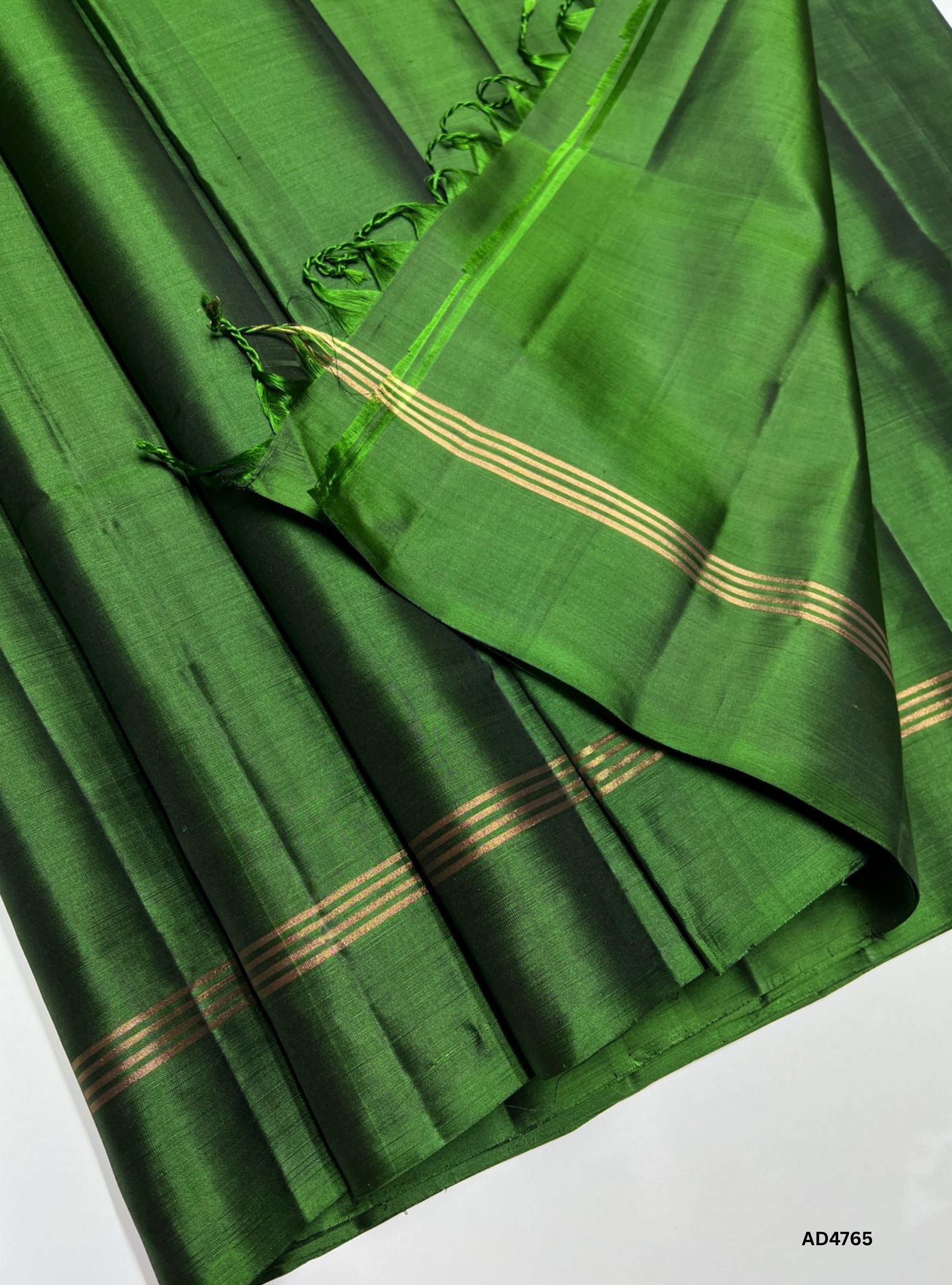 Moss Green - Plain Soft Silk Saree