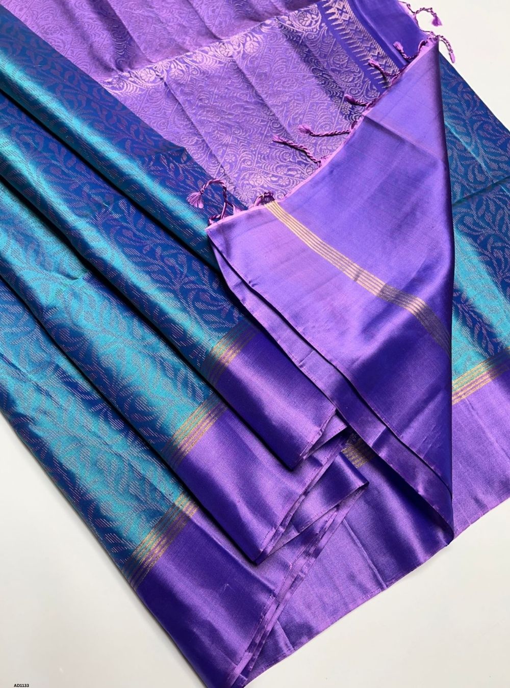Fountain Blue & Lavender - Soft Silk Saree