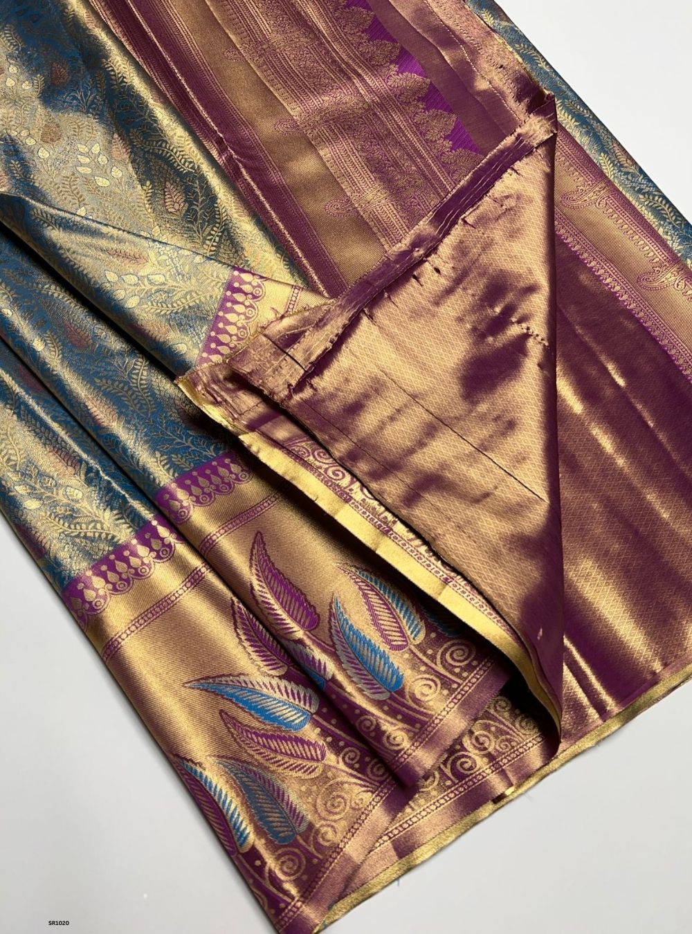 Green & Purple - Semi Kanjeevaram Saree