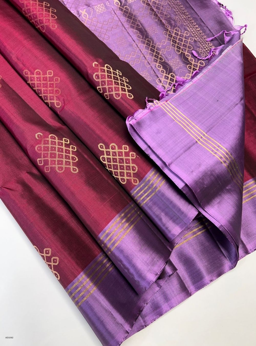 Maroon & Lilac - Soft Silk Saree