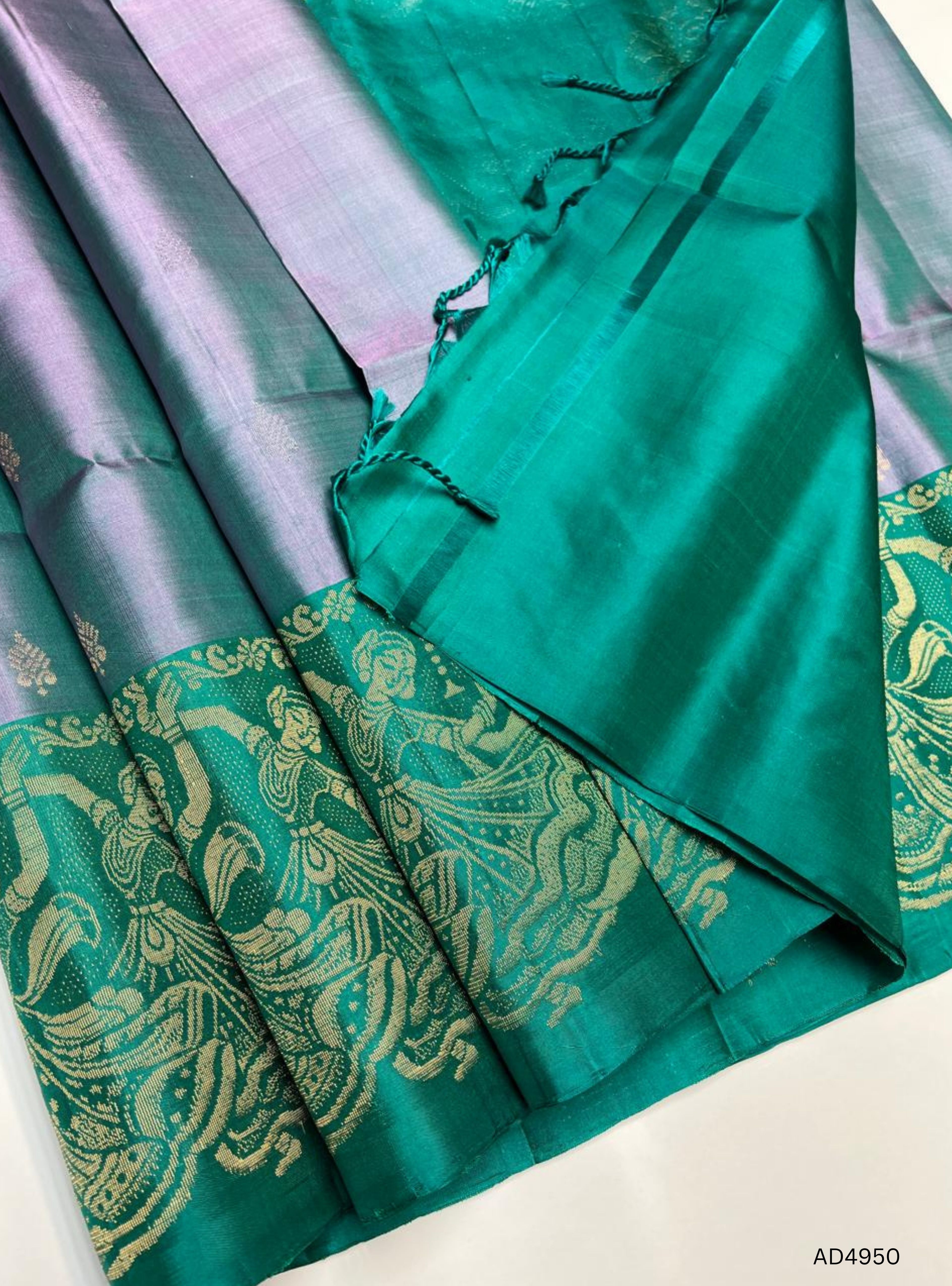 Bizzard Blue & Green - Fancy Border Soft Silk  Saree