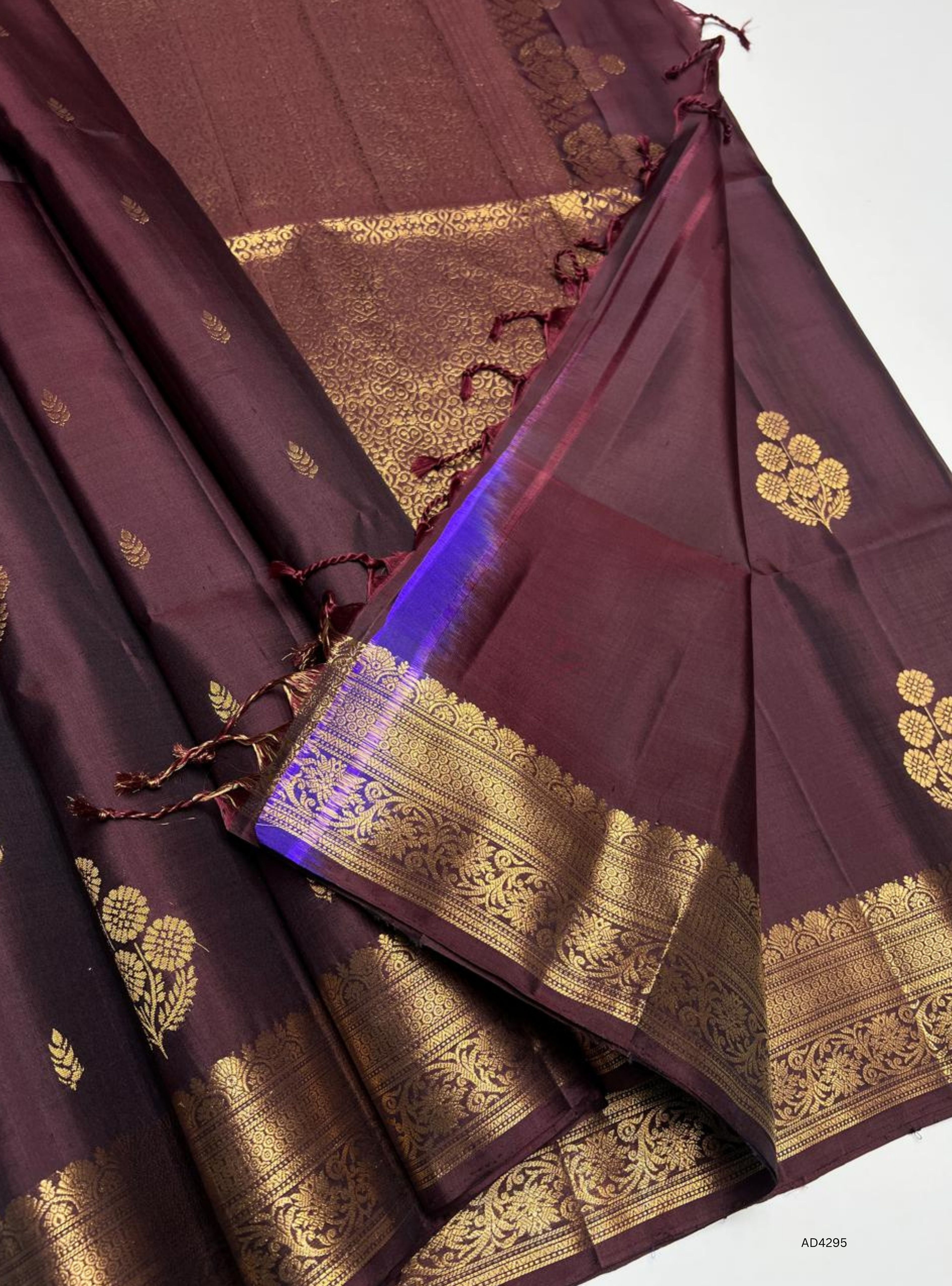 Coffee Brown - Kanchi Border Soft Silk Saree Minor Damage