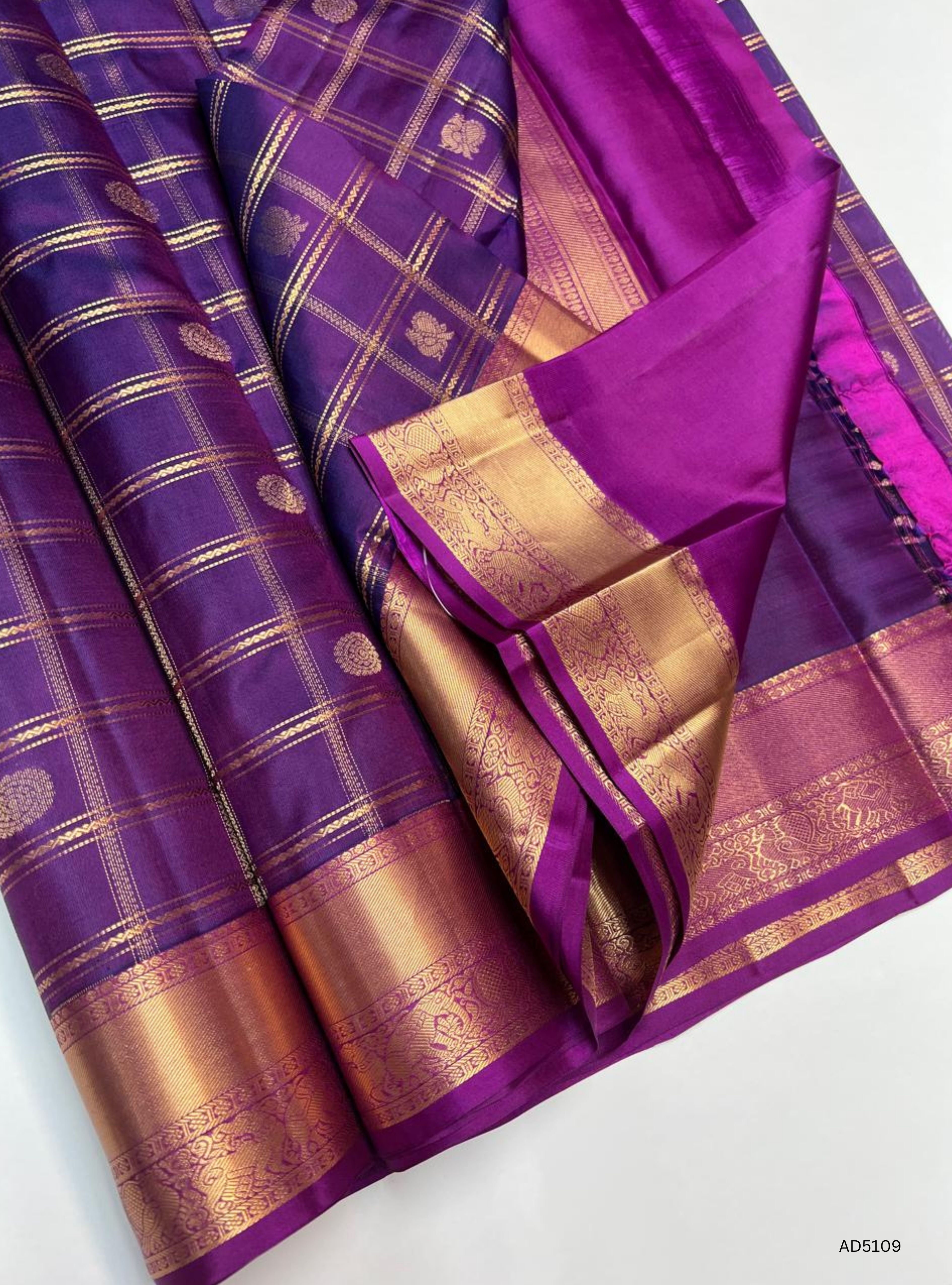 Purple - Kanchi Border Soft Silk Saree