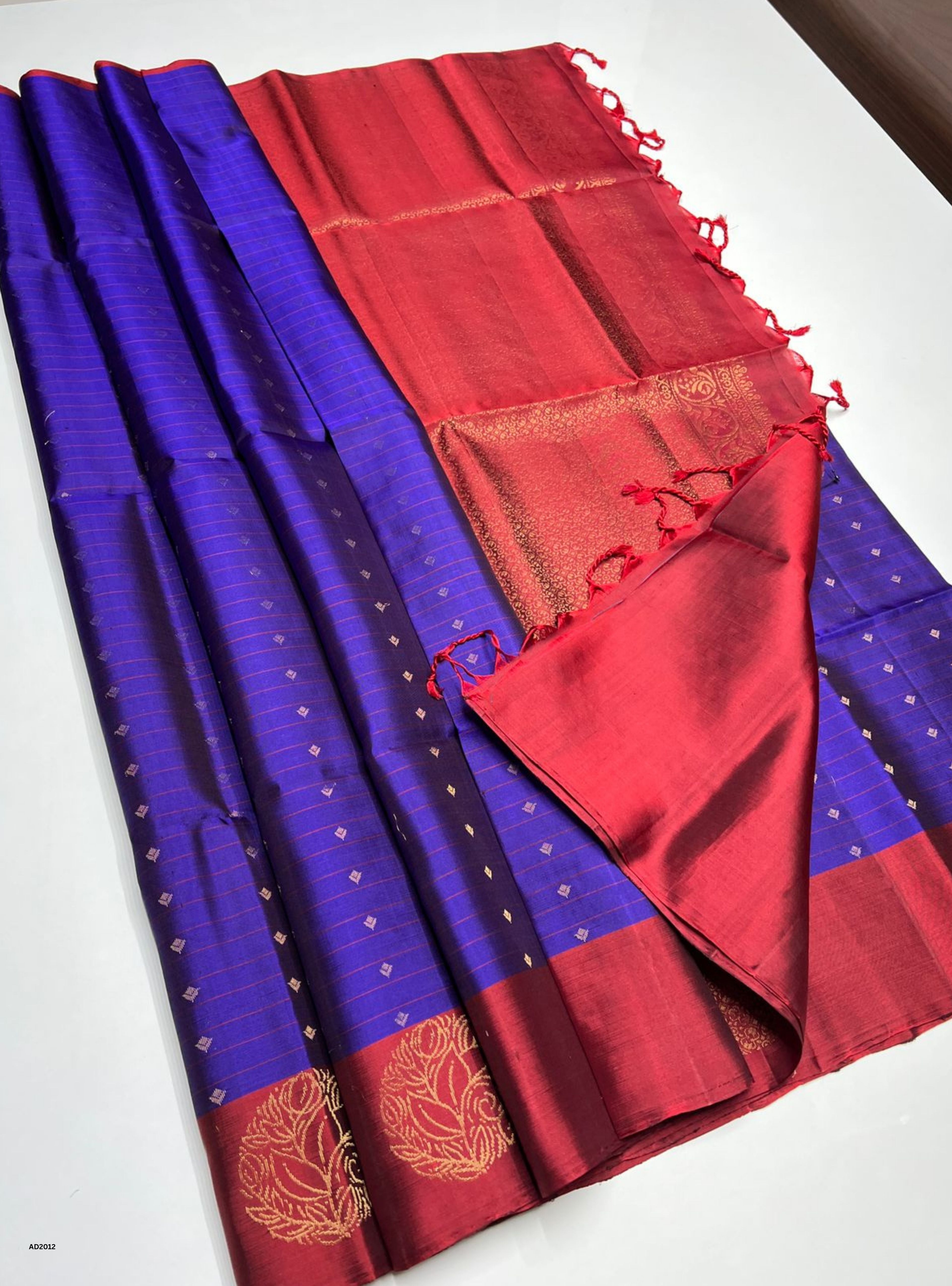Violet & Brick Red - Soft Silk Saree