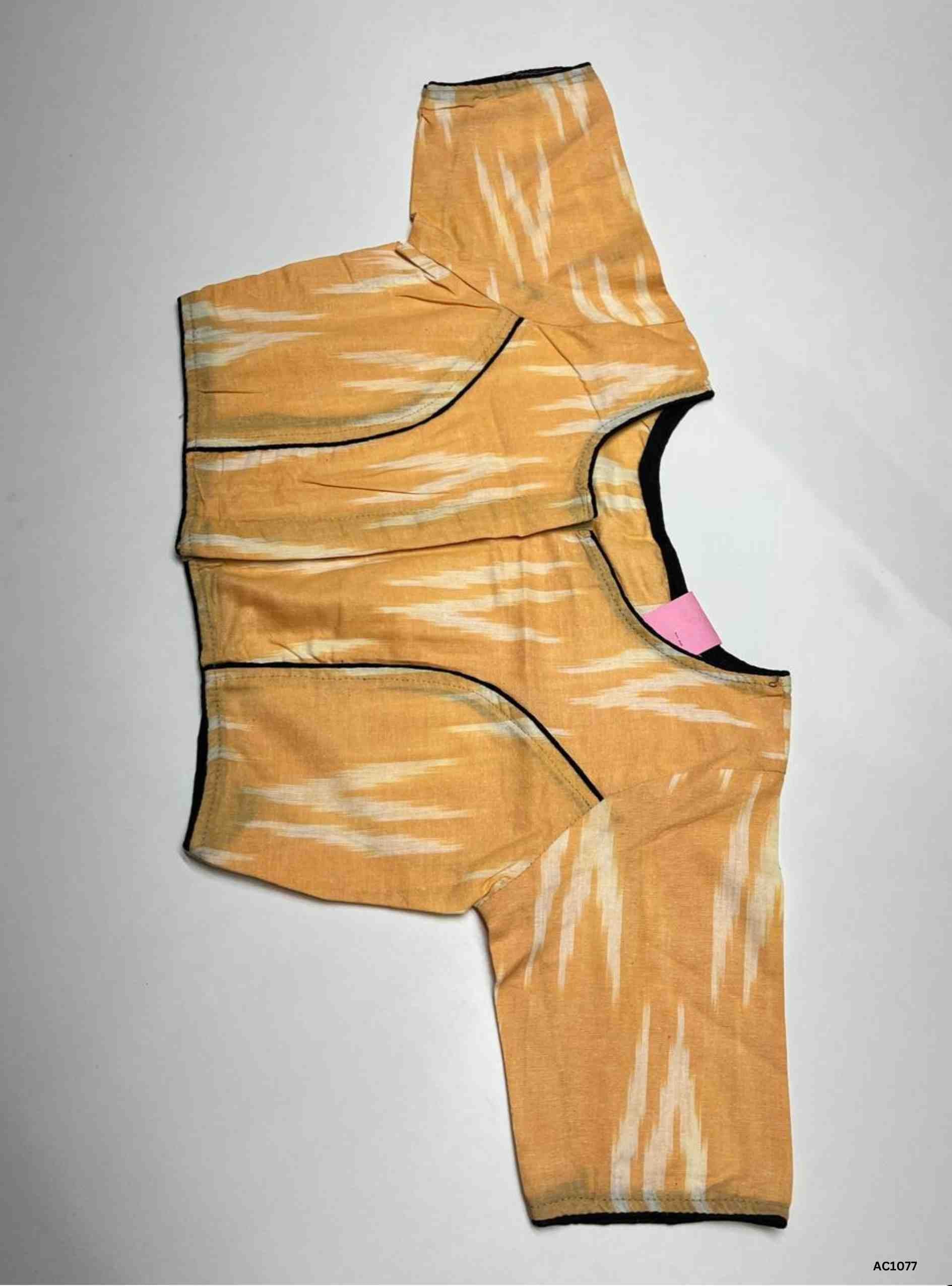 Readymade Cotton Ikkat Blouse in light Orange Color