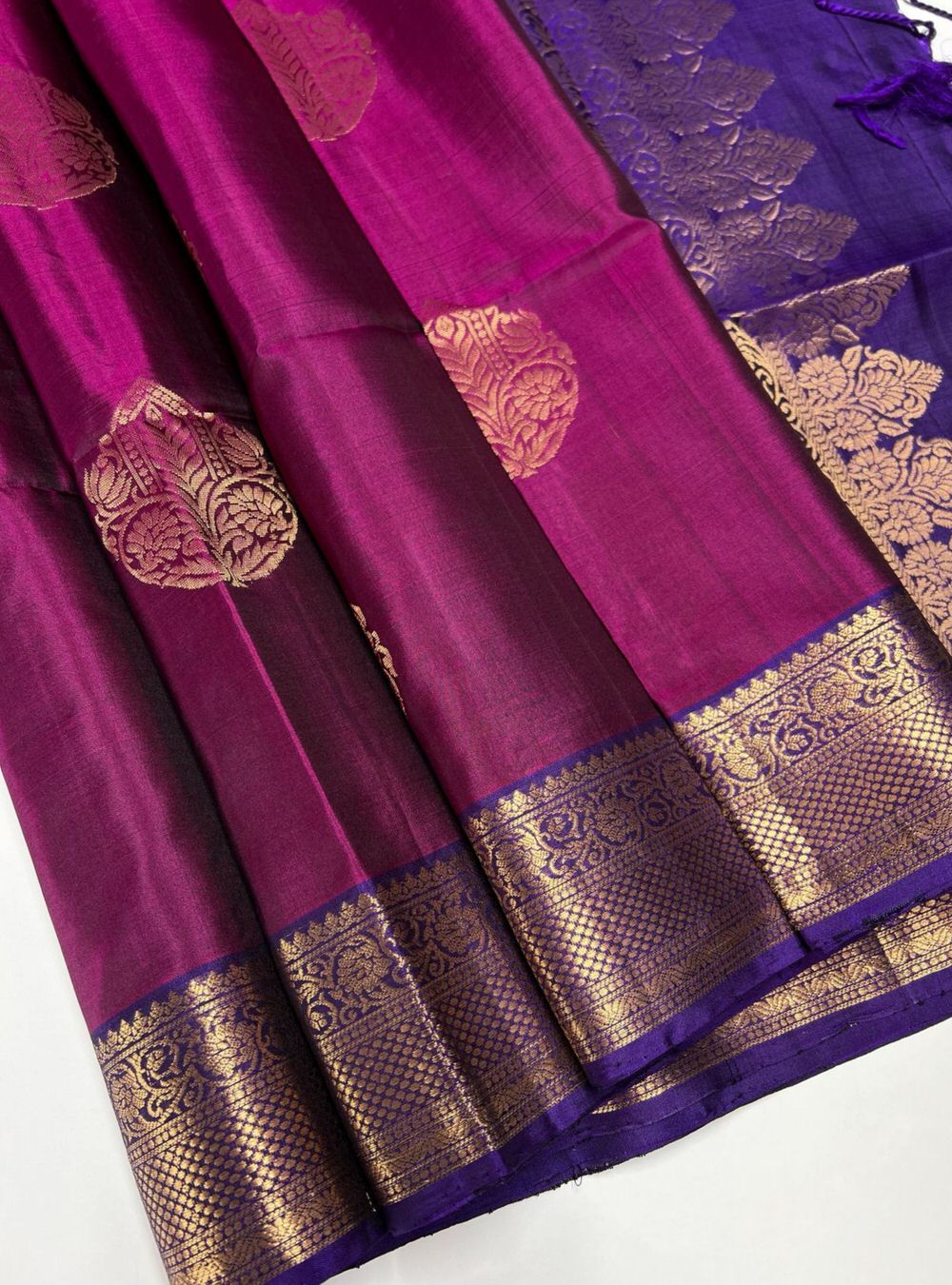 Majenta & Purple - Soft silk Saree Minor Damage