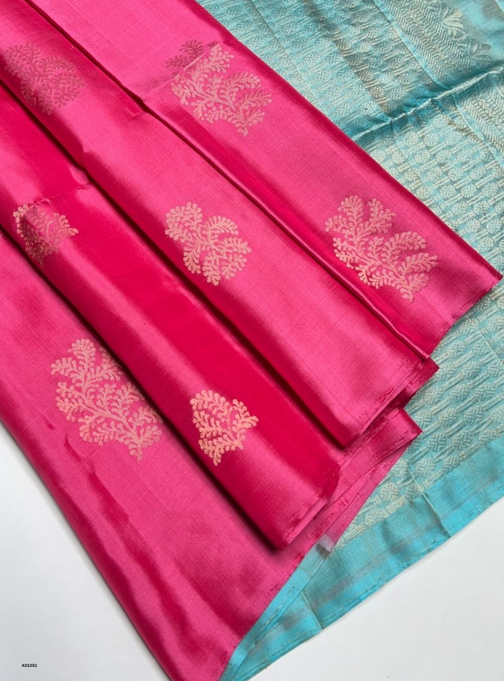 Pink & Sky Blue - Soft Silk Saree