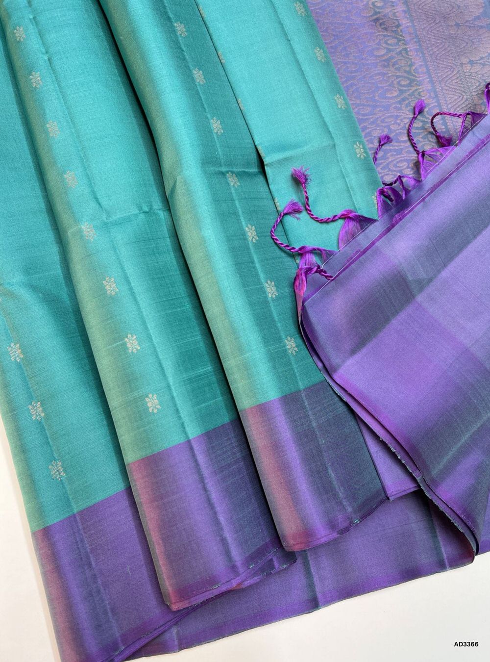 Cadet Blue & Lavender - Soft Silk Saree