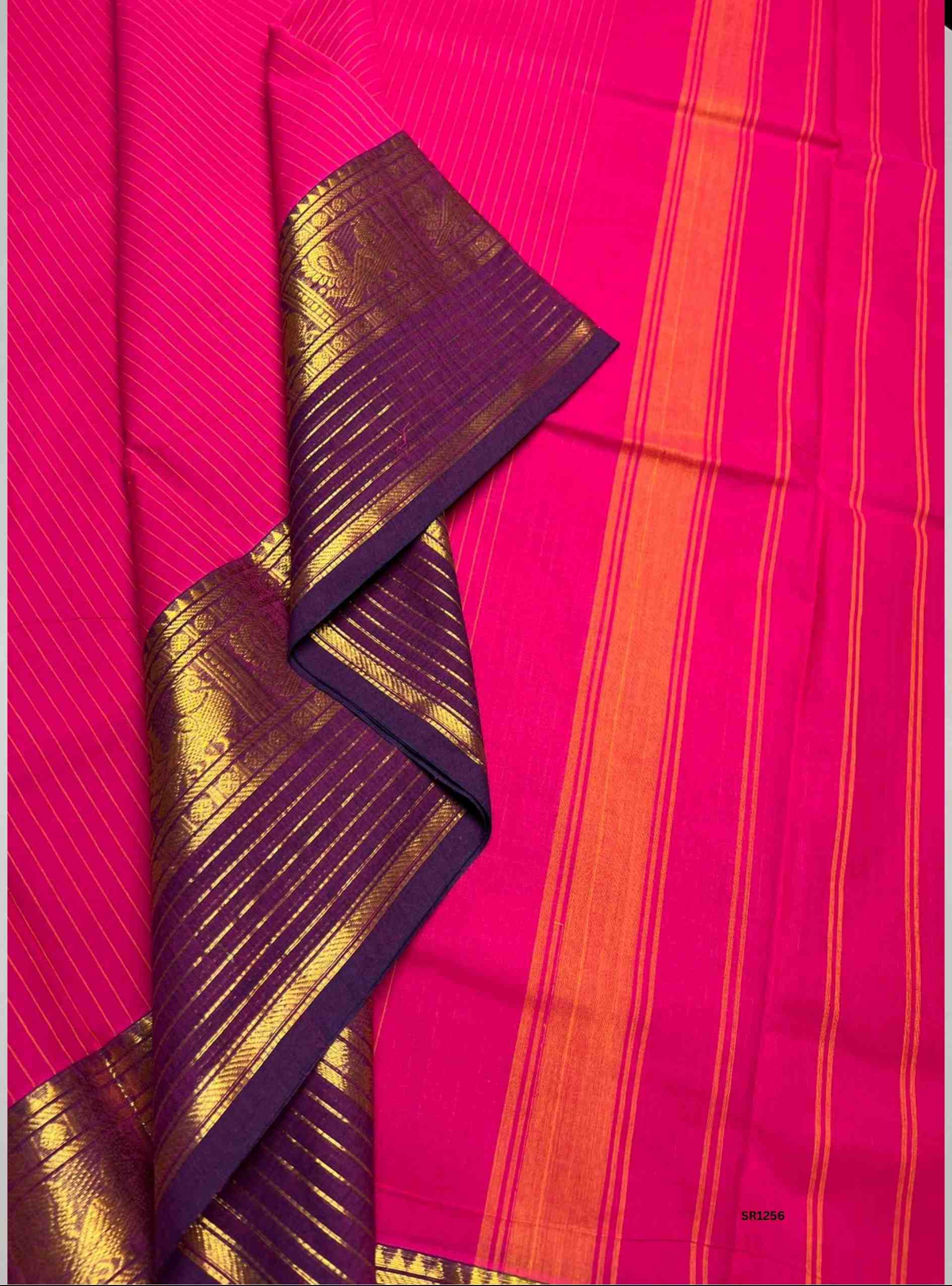 Rani Pink & Purple  - Kanchi Cotton Saree