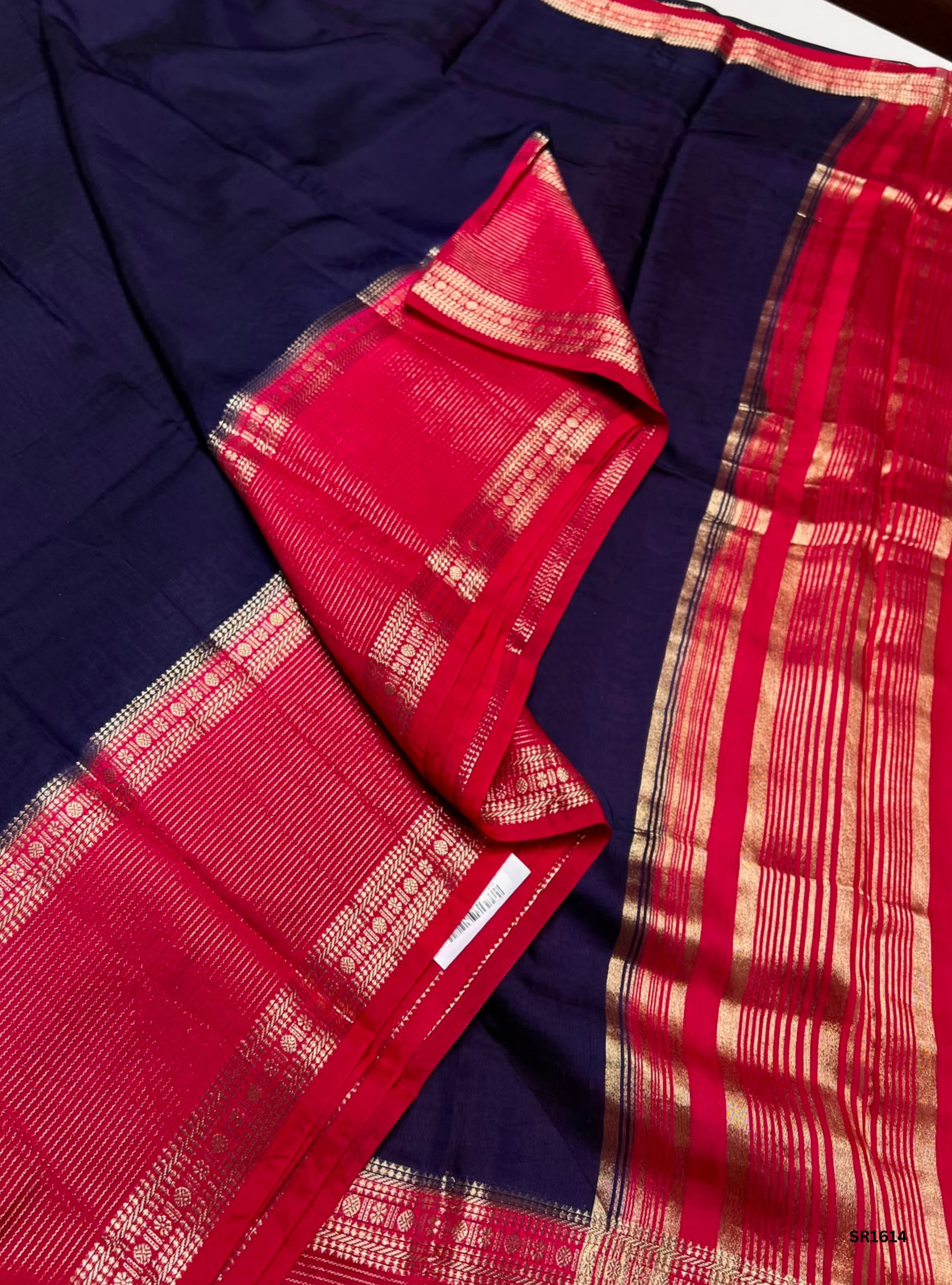 Navy Blue & Rani Pink - Binny Silk Saree