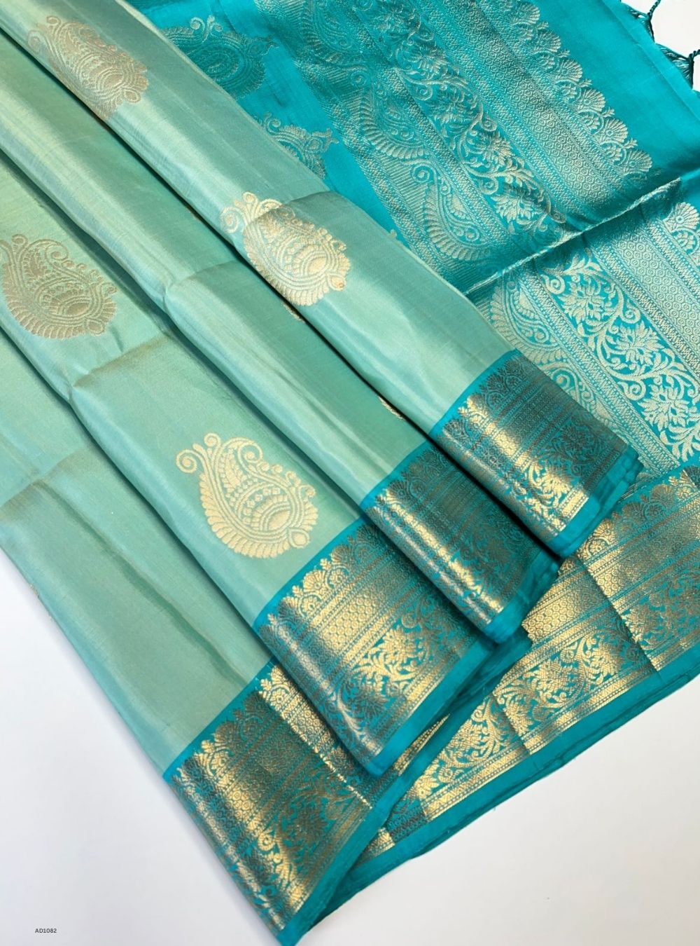 Mint Green & Rama Green - Soft Silk Saree