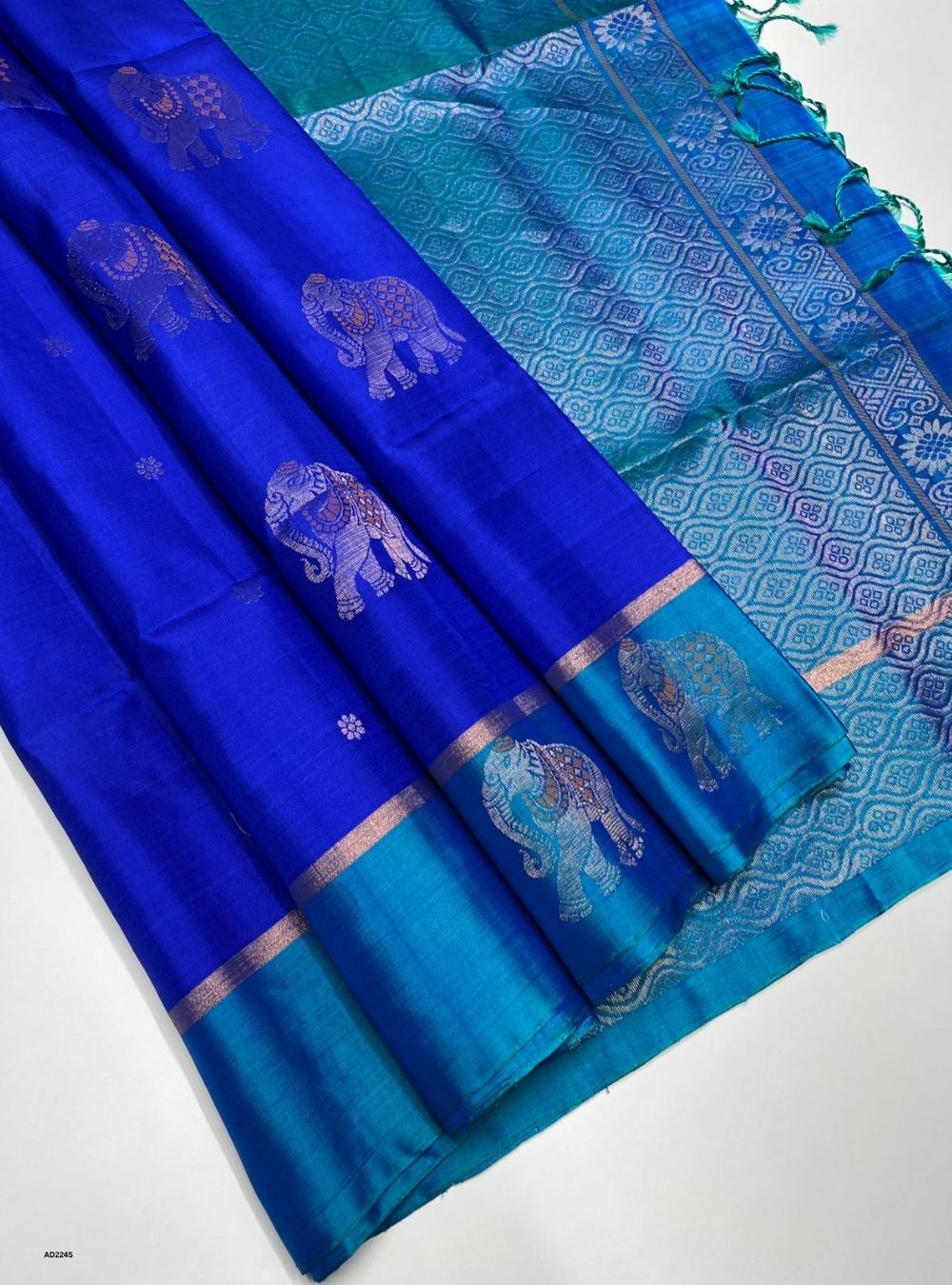 Royal Blue & Peacock Blue - Soft Silk Saree